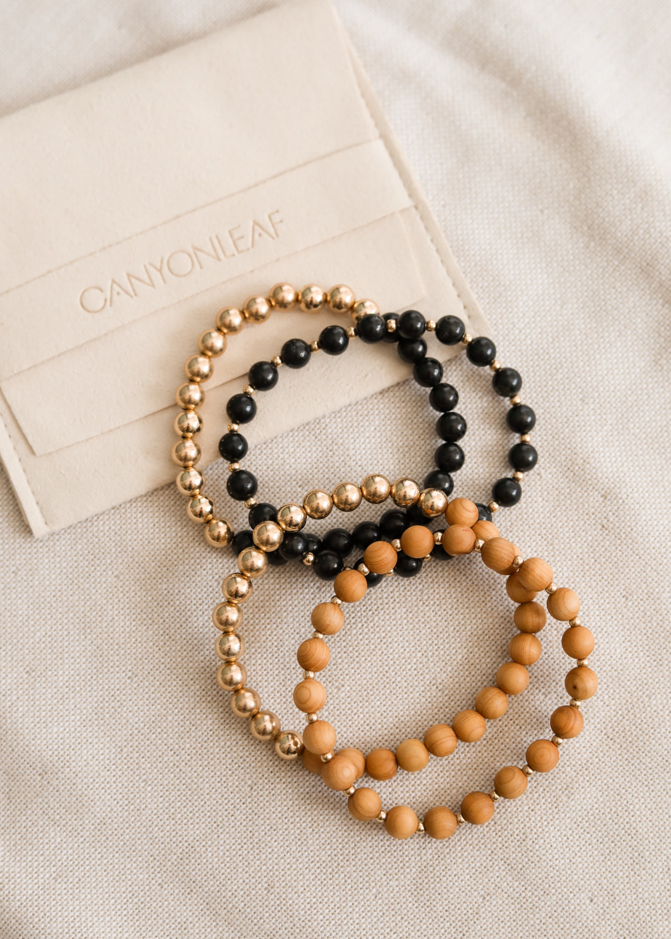 CanyonLeaf Shungite : 14k Gold Filled Sun + Moon || Stretch Bracelets — detail shot 7