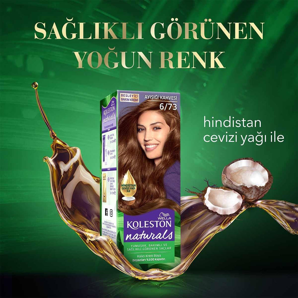 Wella Koleston Naturals Permanent Hair Dye with Coconut Oil - 6/73 Ayışığı Kahvesi