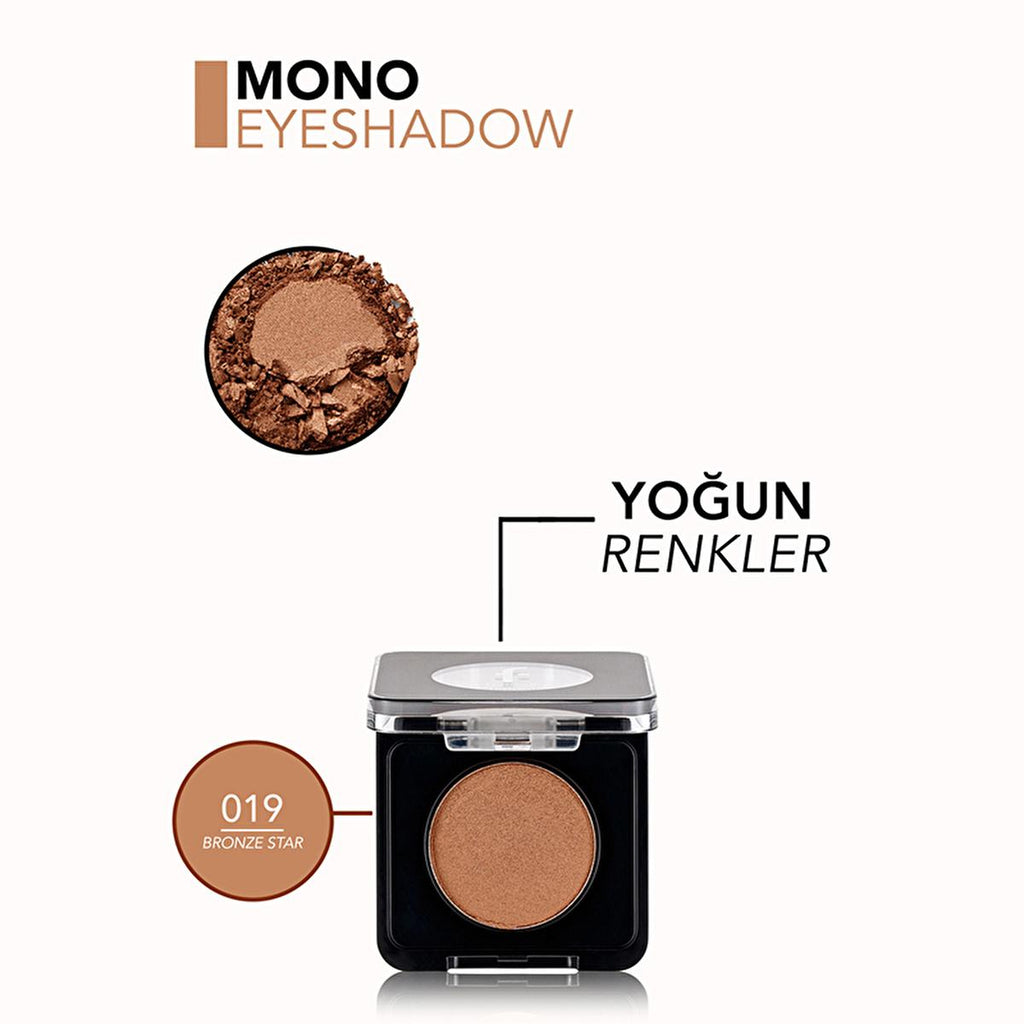 Flormar Compact Eyeshadow - 019 Bronze Star, High Pigment, Long-Lasting, Shimmer Finish