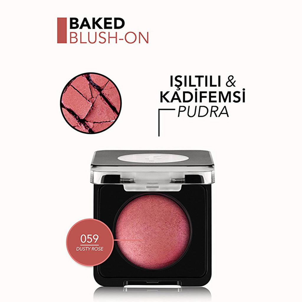 Flormar Baked Blush-On 059 Dusty Rose: High Pigment, Long Lasting, Vitamin E - Shimmer & Matte Blush for Radiant Skin