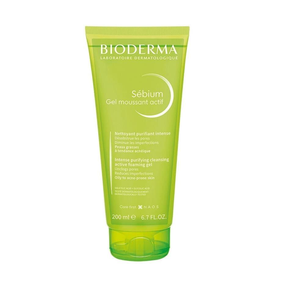 Bioderma Sebium Foaming Gel Active: Oil Control & Acne Defense - Gentle, Hypoallergenic Face Wash for Oily & Acne-Prone Skin (6.76 fl oz)