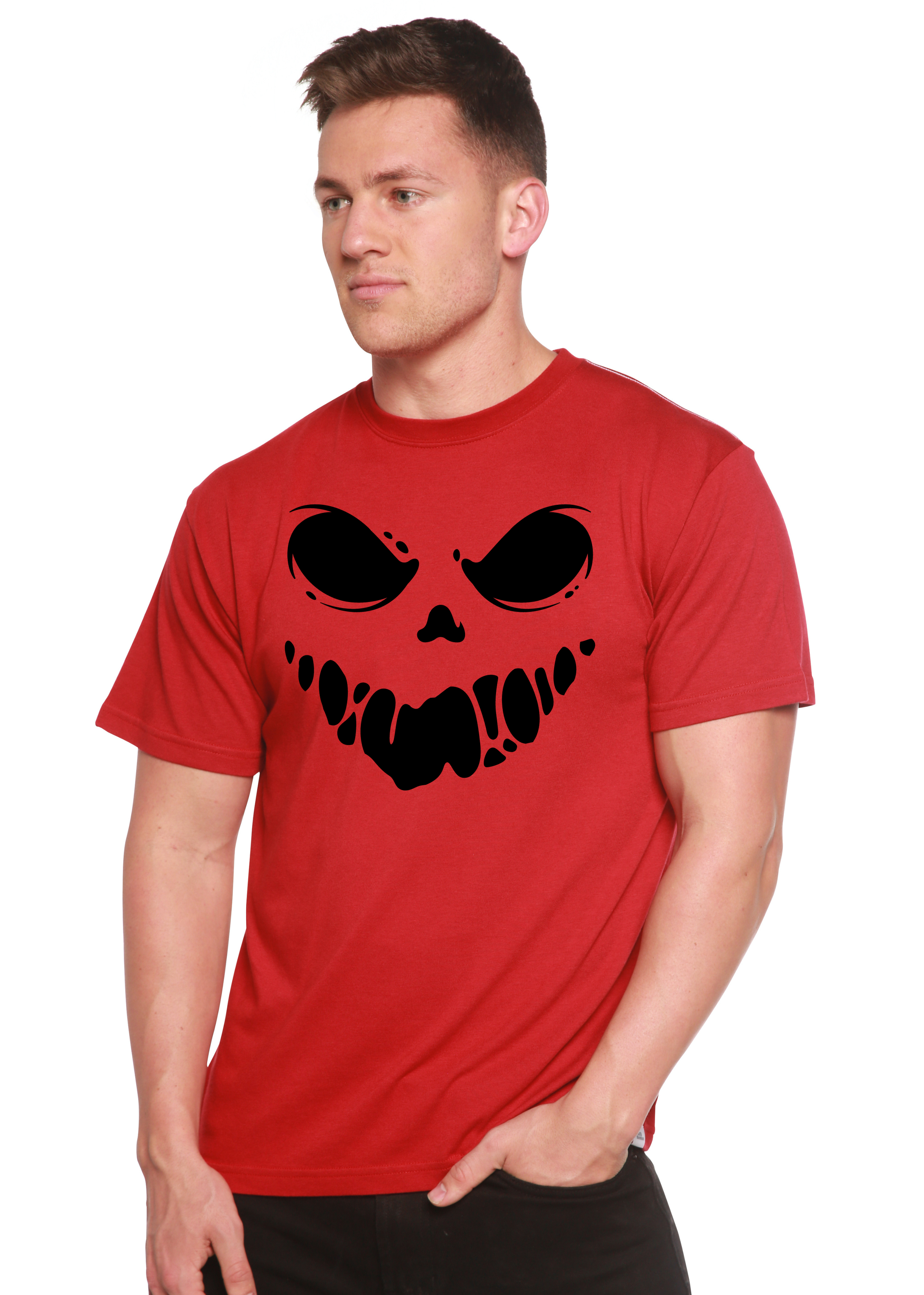 Spun Bamboo Halloween Boo Men's Bamboo Viscose/Organic Cotton Short Sleeve Graphic T-Shirt — alternative angle