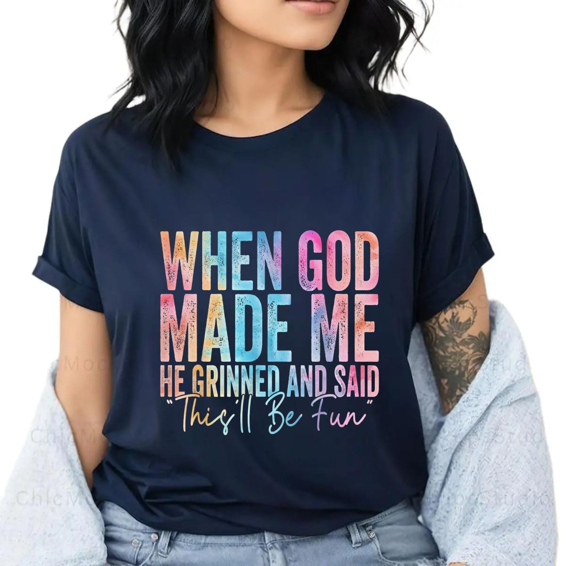 Pasimax "When God Made Me He Grinned" T-Shirt — side view