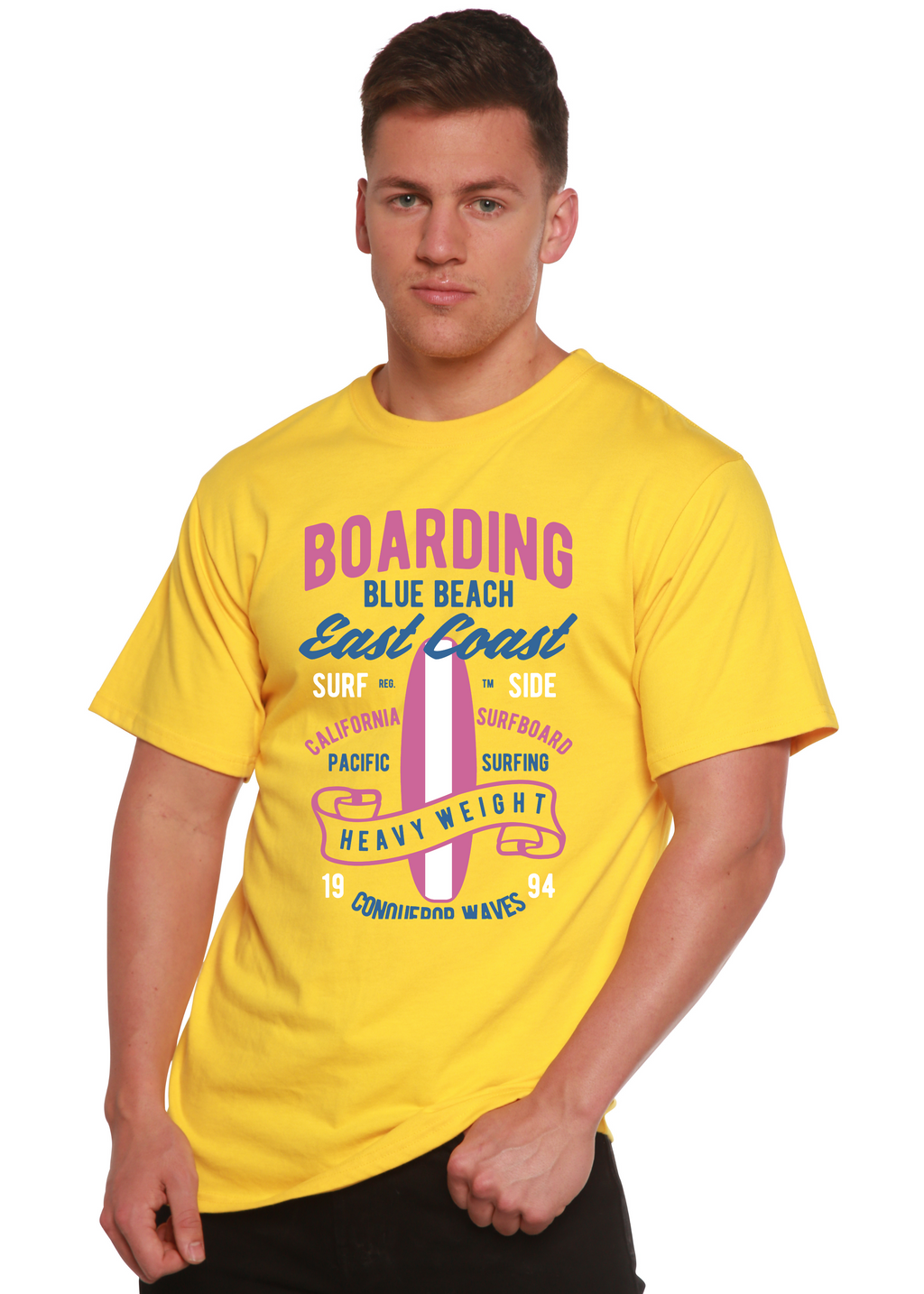 Boarding Blue Beach Men's Bamboo Viscose/Organic Cotton Short Sleeve Graphic T-Shirt — view 6