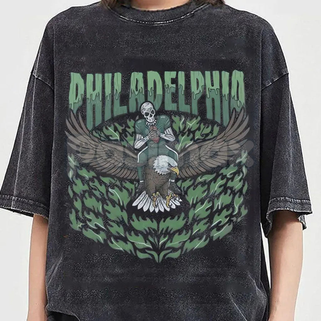Pasimax Teams Football Skull Vintage Washed T-Shirt — lifestyle context