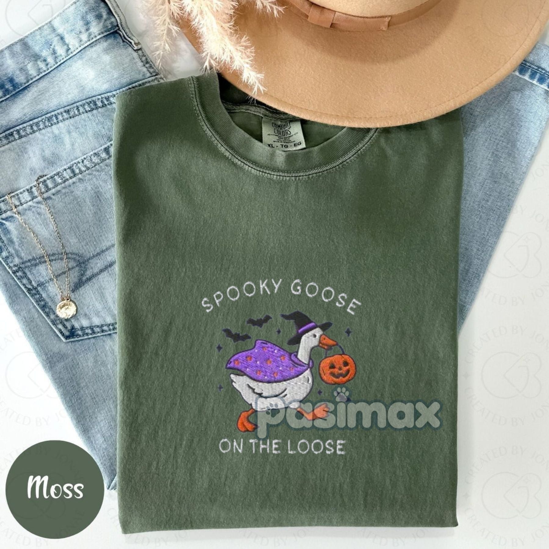 Pasimax The Ghostly Goose Embroidered Comfort Colors® T-Shirt — back view