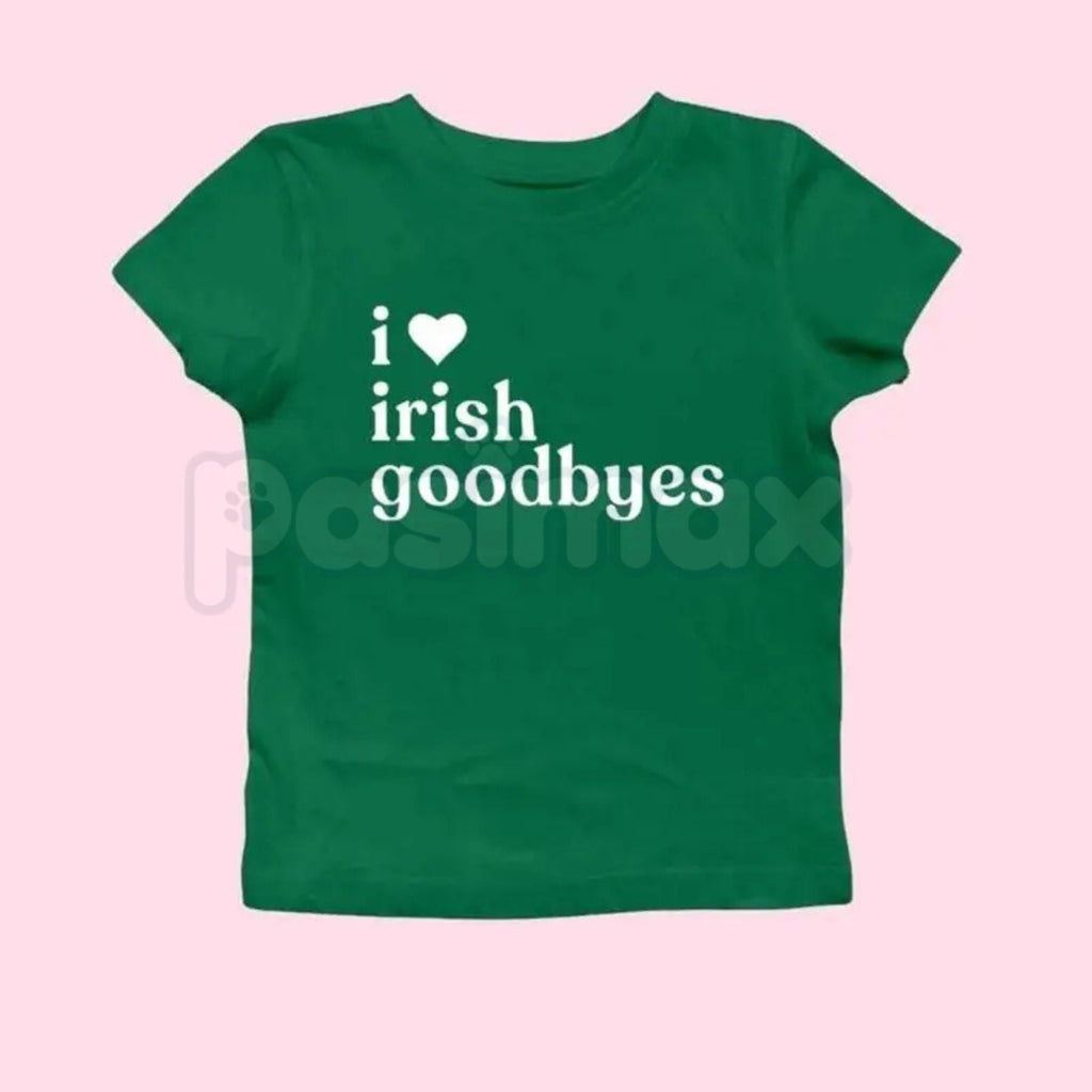 Pasimax St. Patrick's Day Baby Tee Collection - Funny "Irish Goodbye" & BORG Drinking Shirt, Premium 100% Cotton Cropped Y2K 
