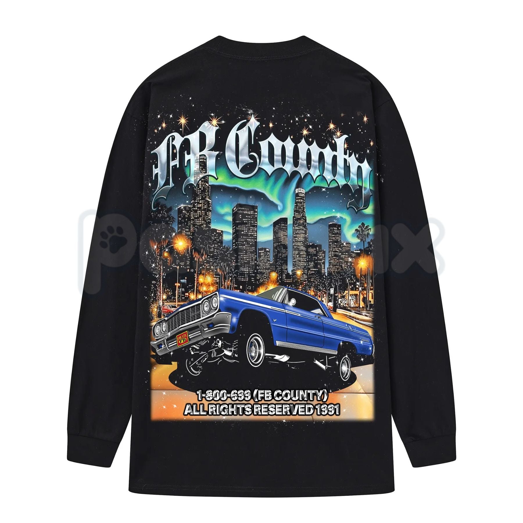 FB County Graphic Long Sleeve Tee – Authentic West Coast Streetwear, Premium Gildan 5400 Heavy Cotton Long Sleeve