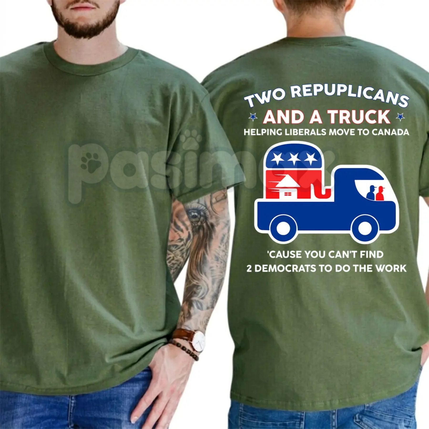 "Two Republicans and a Truck" Funny Political T-Shirt – Liberal Relocation Satire Unisex Graphic Tee