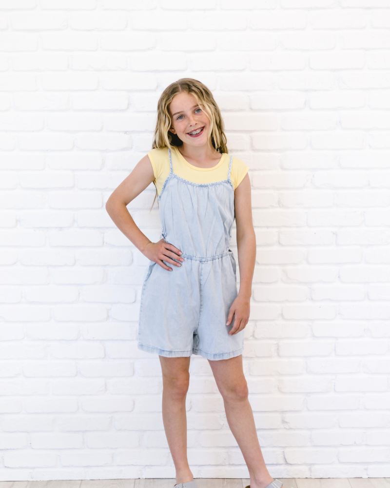 HALFTEE Layering Fashions Girlee Basic Cap Sleeve  - 6/8 ONLY — HALFTEE Layering Fashions branding close-up
