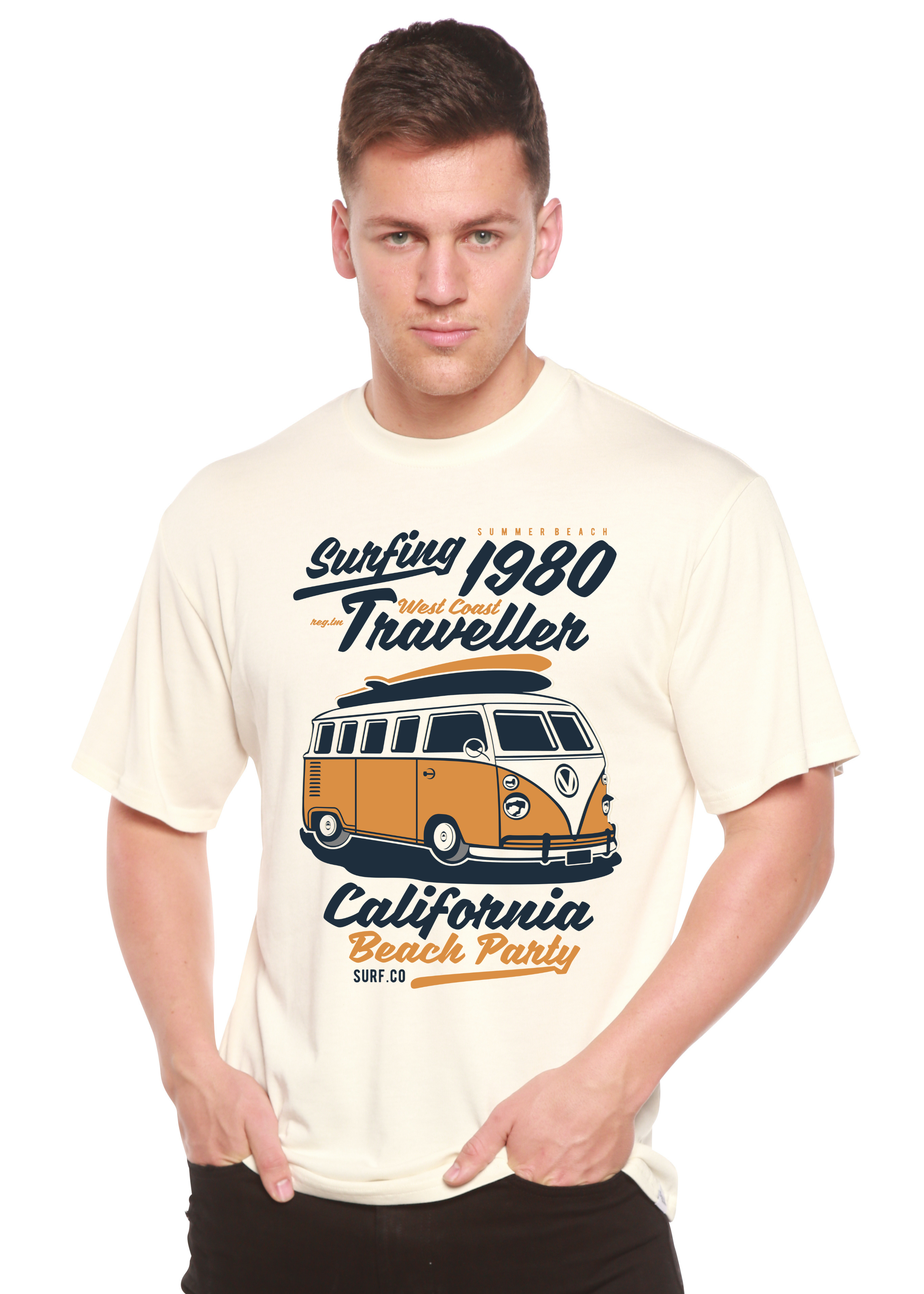 Spun Bamboo Surfing 1980 Spun Bamboo® Men's Bamboo Viscose/Organic Cotton Short Sleeve Graphic T-Shirt — main product shot
