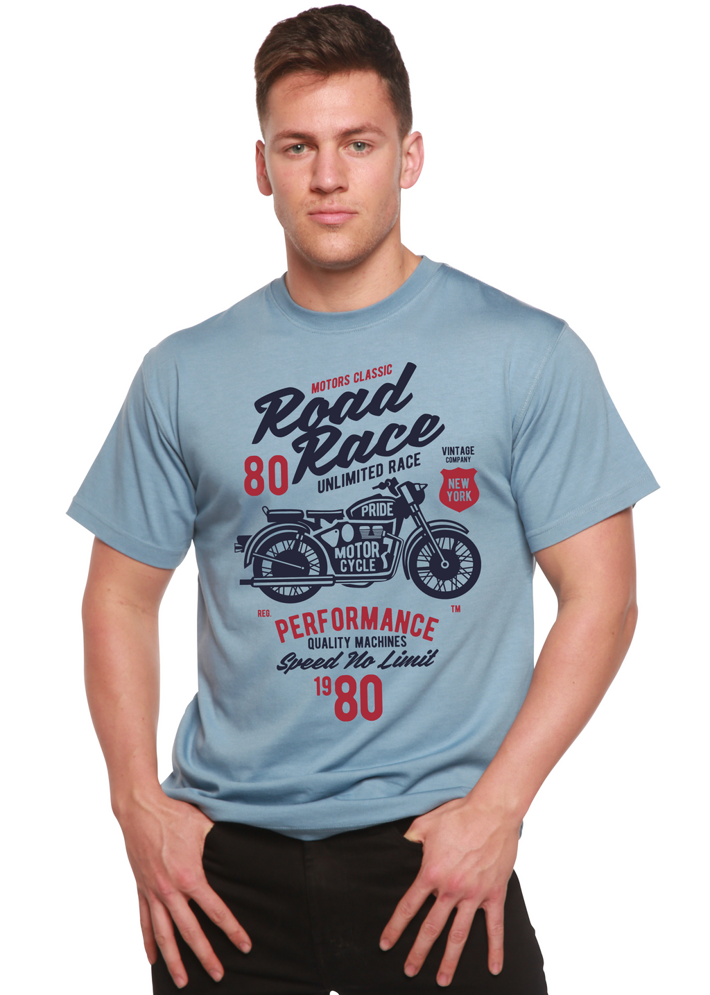Spun Bamboo Road Race Motorcycles Spun Bamboo® Men's Bamboo Viscose/Organic Cotton Short Sleeve Graphic T-Shirt — back view