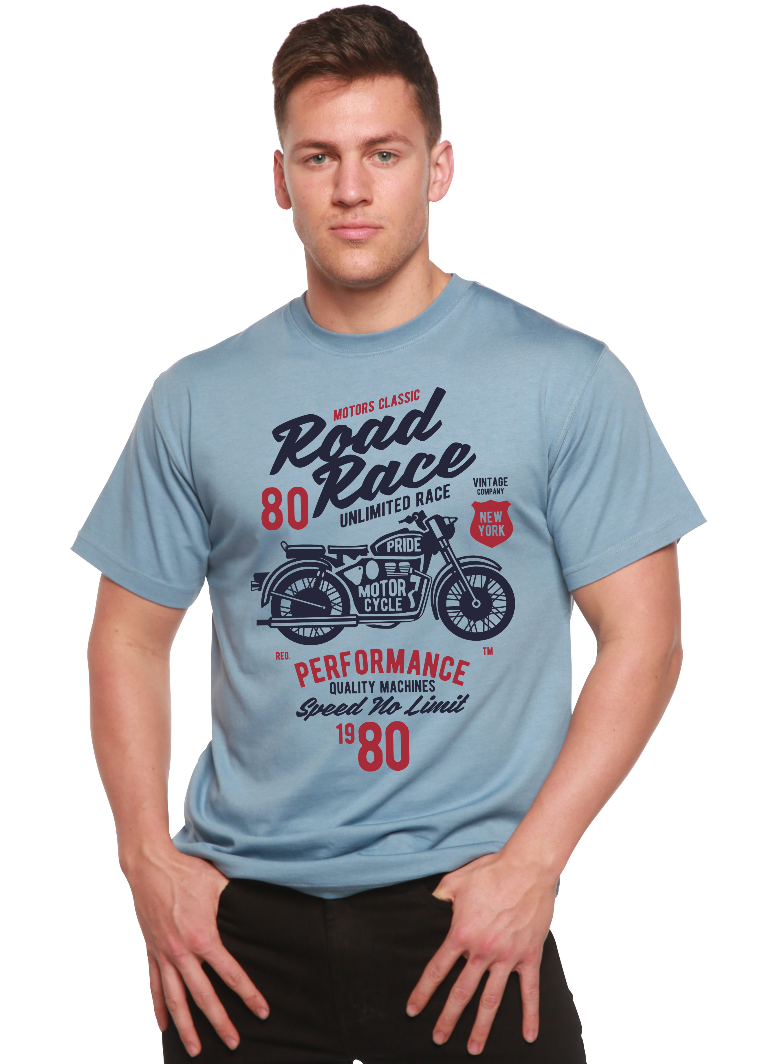 Spun Bamboo Road Race Motorcycles Spun Bamboo® Men's Bamboo Viscose/Organic Cotton Short Sleeve Graphic T-Shirt — back view