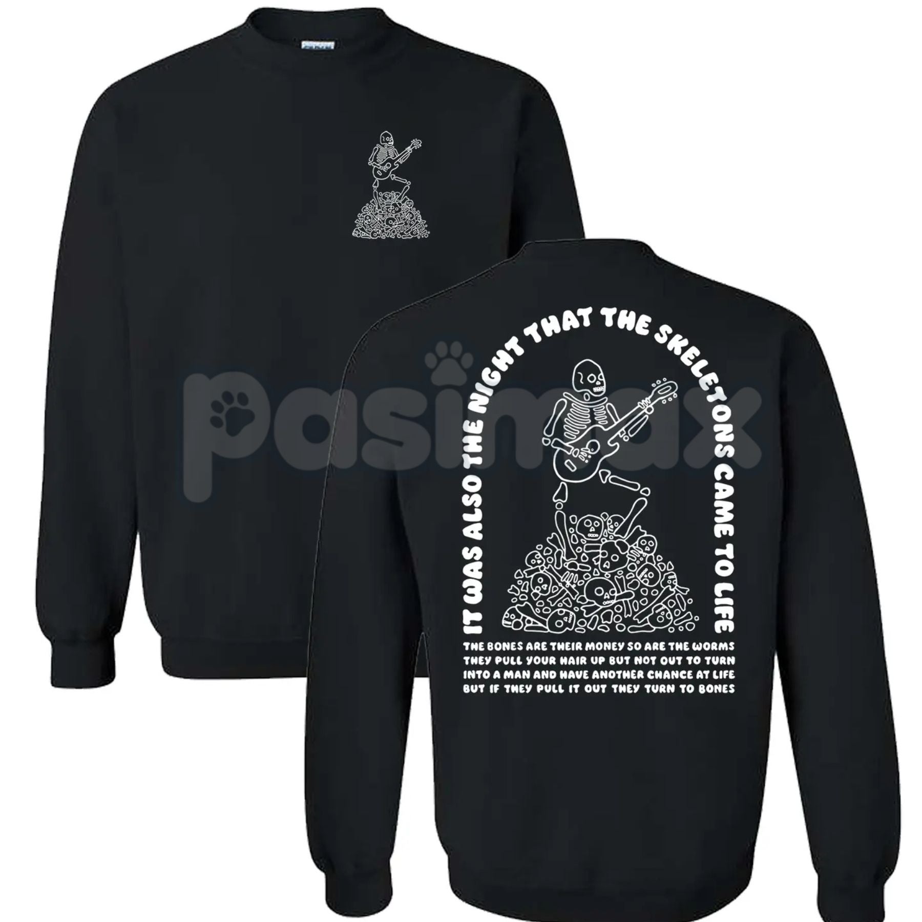 Pasimax The Night That The Skeletons Came To Life Unisex Sweatshirt | Absurdist Spooky Cute Jumper | Niche Meme Apparel Gift 