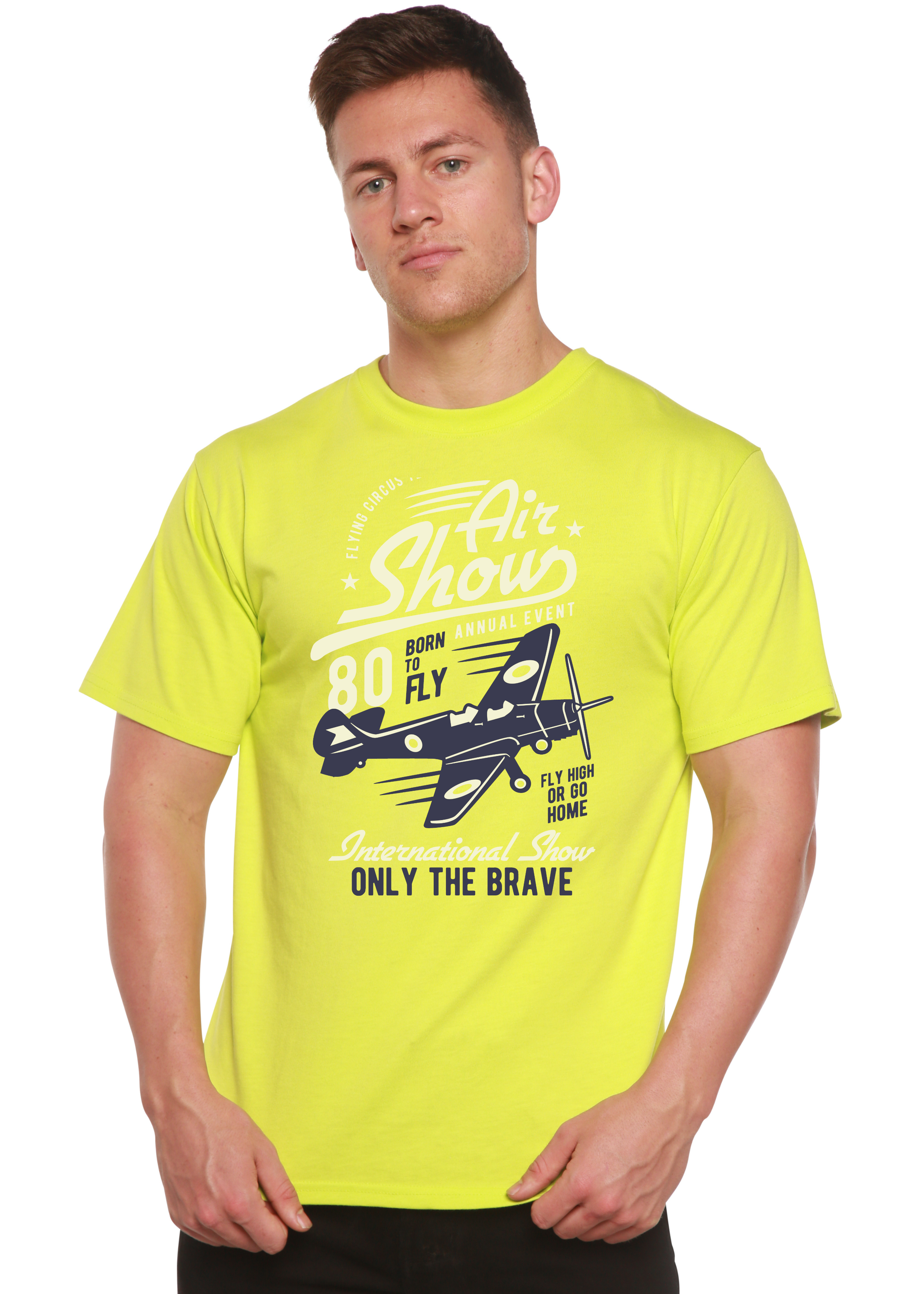 Spun Bamboo Air Show Men's Bamboo Viscose/Organic Cotton Short Sleeve Graphic T-Shirt — in-use photo