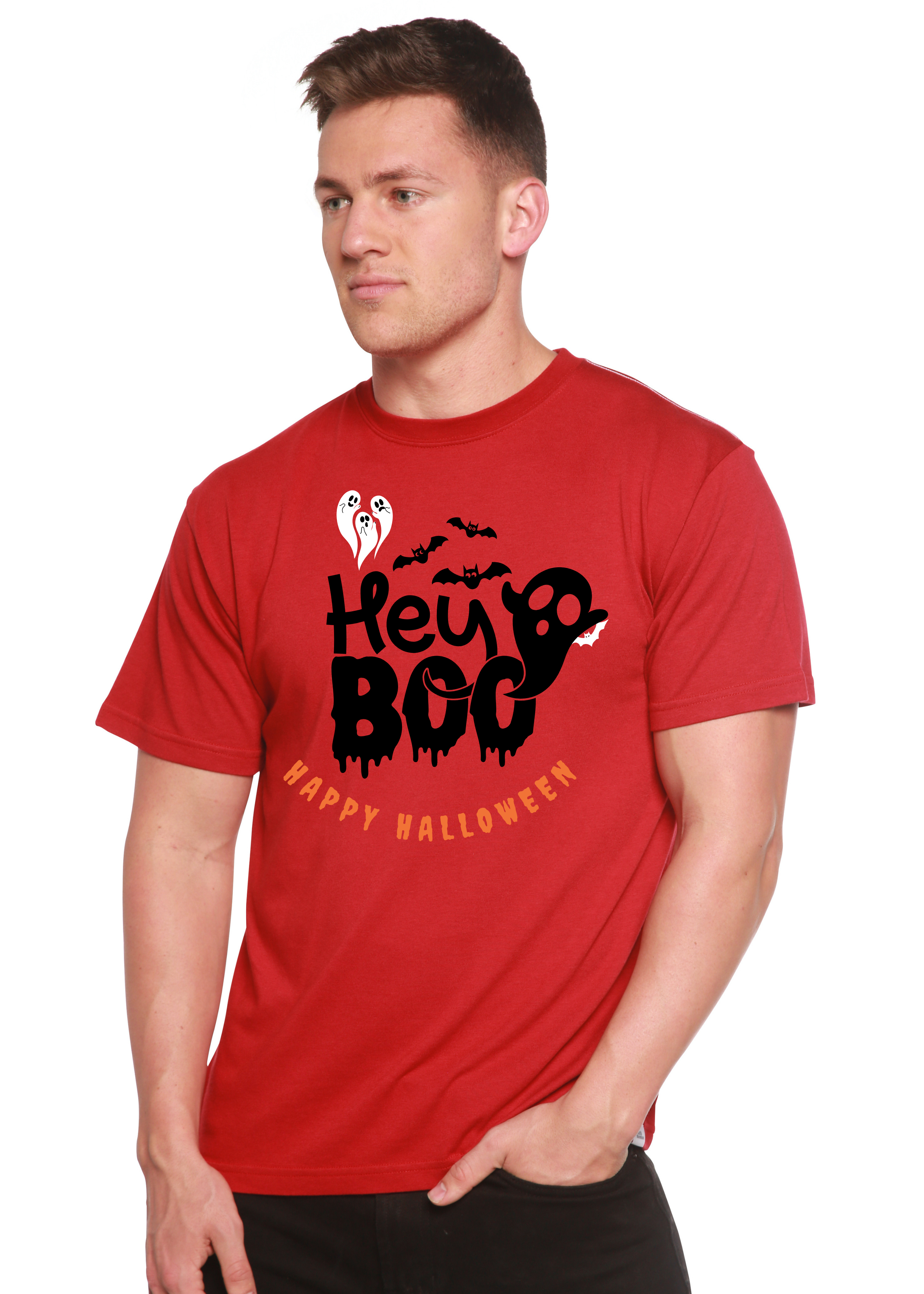 Spun Bamboo Hey Boo Men's Bamboo Viscose/Organic Cotton Short Sleeve Graphic T-Shirt — alternative angle