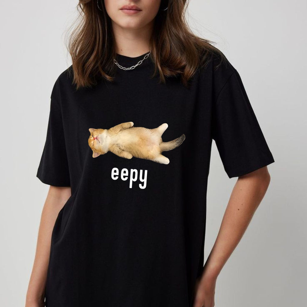 Pasimax "Eepy Cat" Silly Sleepy Cat Meme T-Shirt — back view