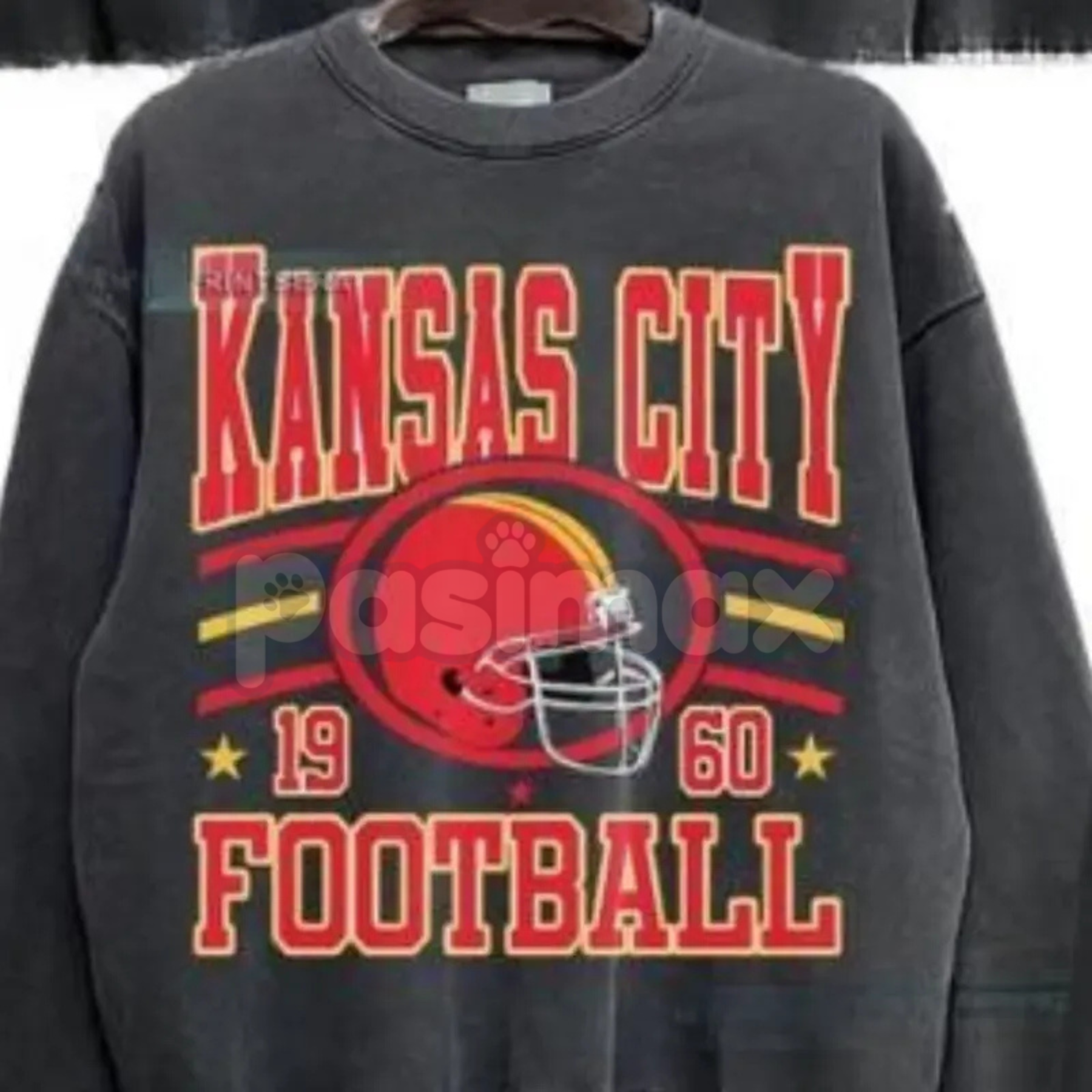 Pasimax New Retro Style Varsity All Team Football Sweatshirt – Vintage Fan Crewneck — back view
