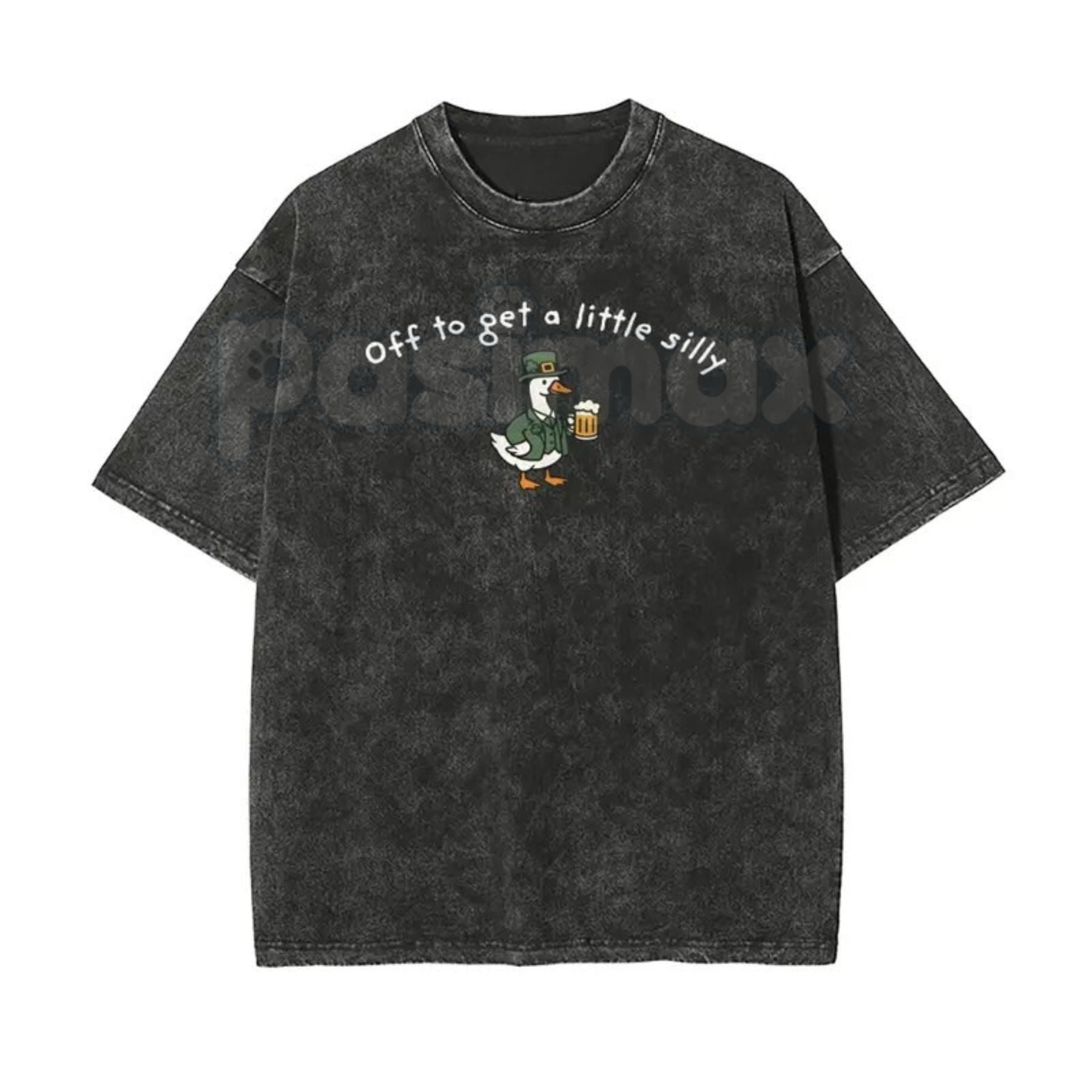 Pasimax Off To Get A Little Silly Vintage Washed T-Shirt – St. Patrick’s Day Shamrock Graphic Tee — back view