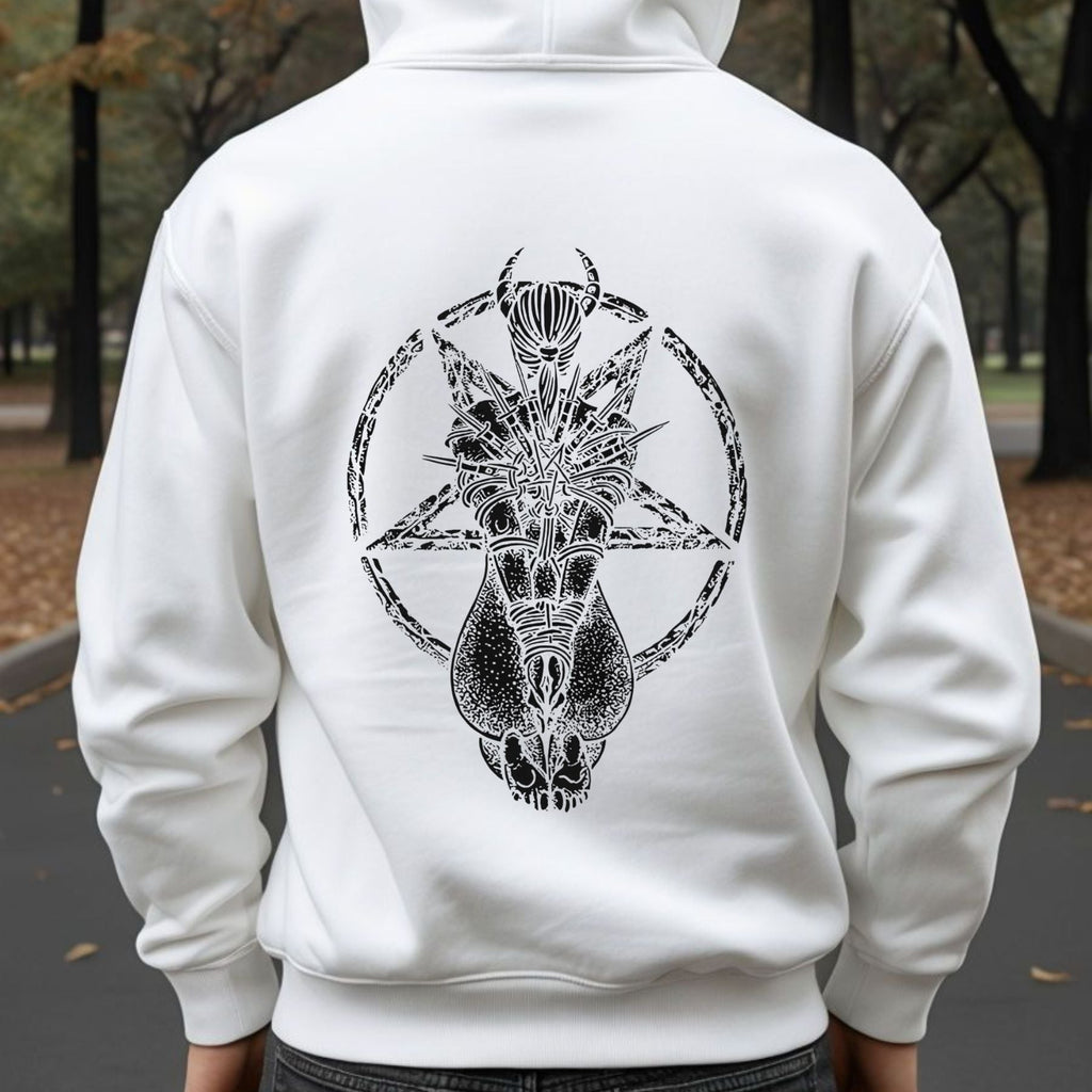 Pasimax Goat Skull Pentagram Occult Hoodie — back view
