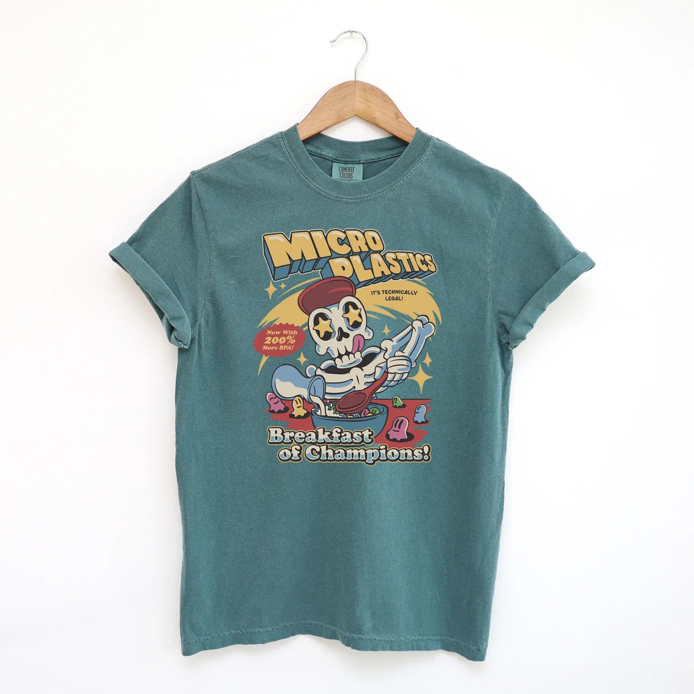Pasimax Micro Plastics Breakfast Skull Comfort Colors Shirt — back view