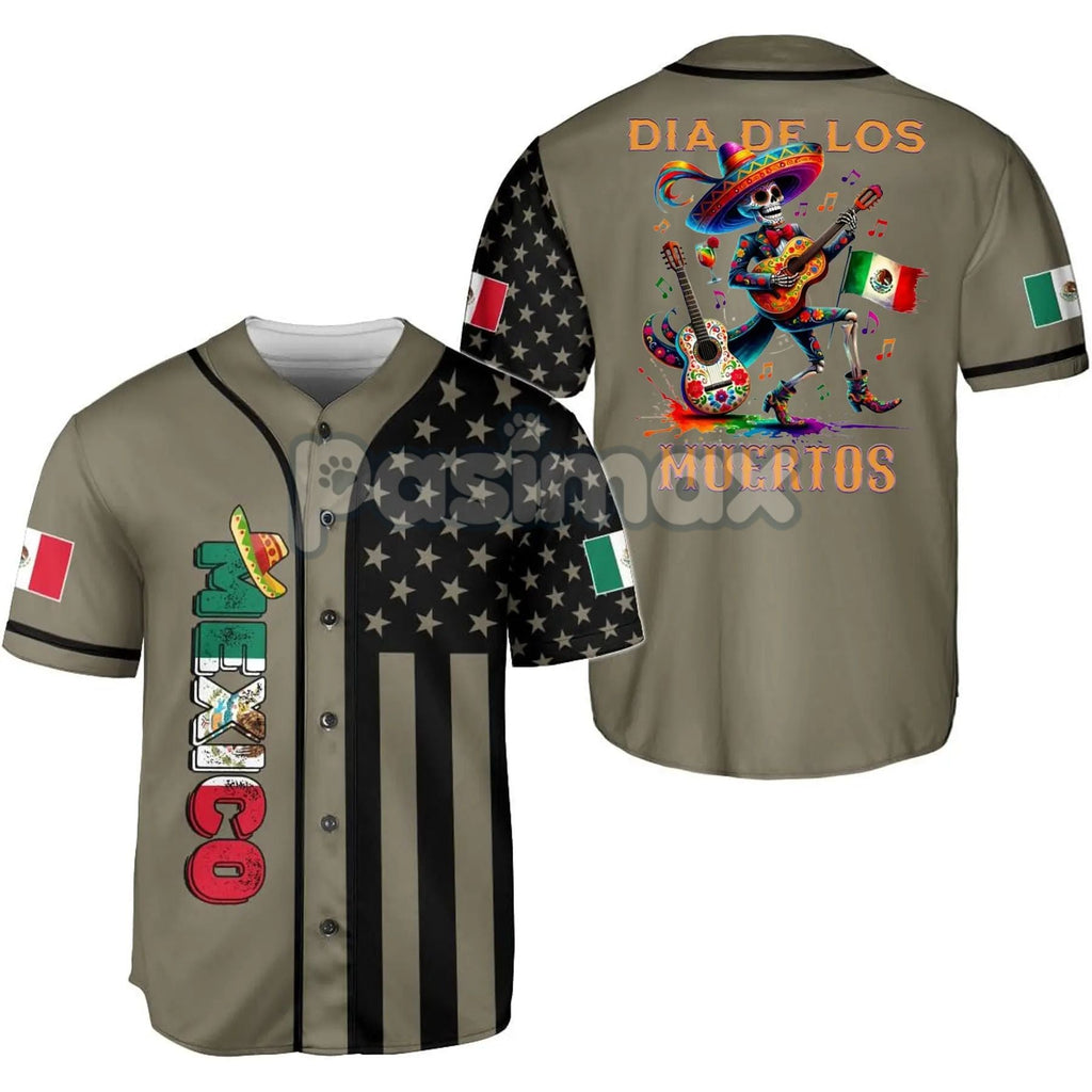 Pasimax Mexico Día de los Muertos Baseball Jersey — back view
