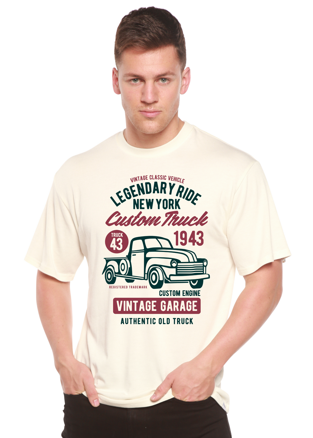 Spun Bamboo Legendary Ride Custom Truck Men's Bamboo Viscose/Organic Cotton Short Sleeve Graphic T-Shirt — main product shot