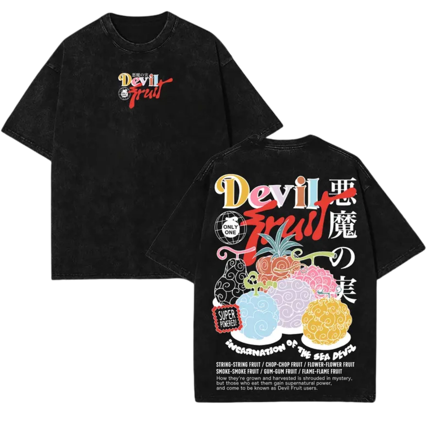 Pasimax Devil Fruit One Piece Washed Tee — detail close-up