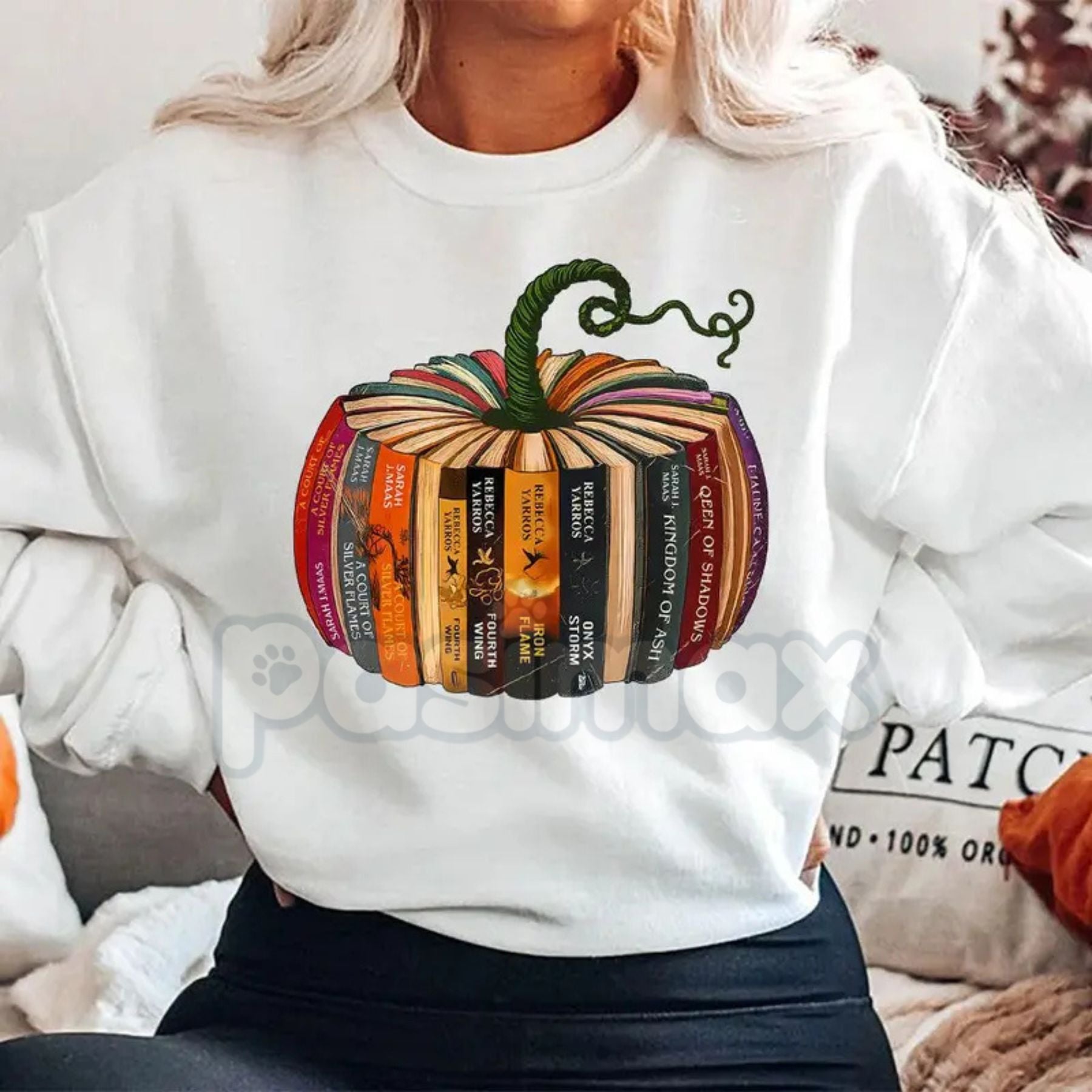 Pasimax Fourth Wing Book Pumpkin Sweatshirt — back view