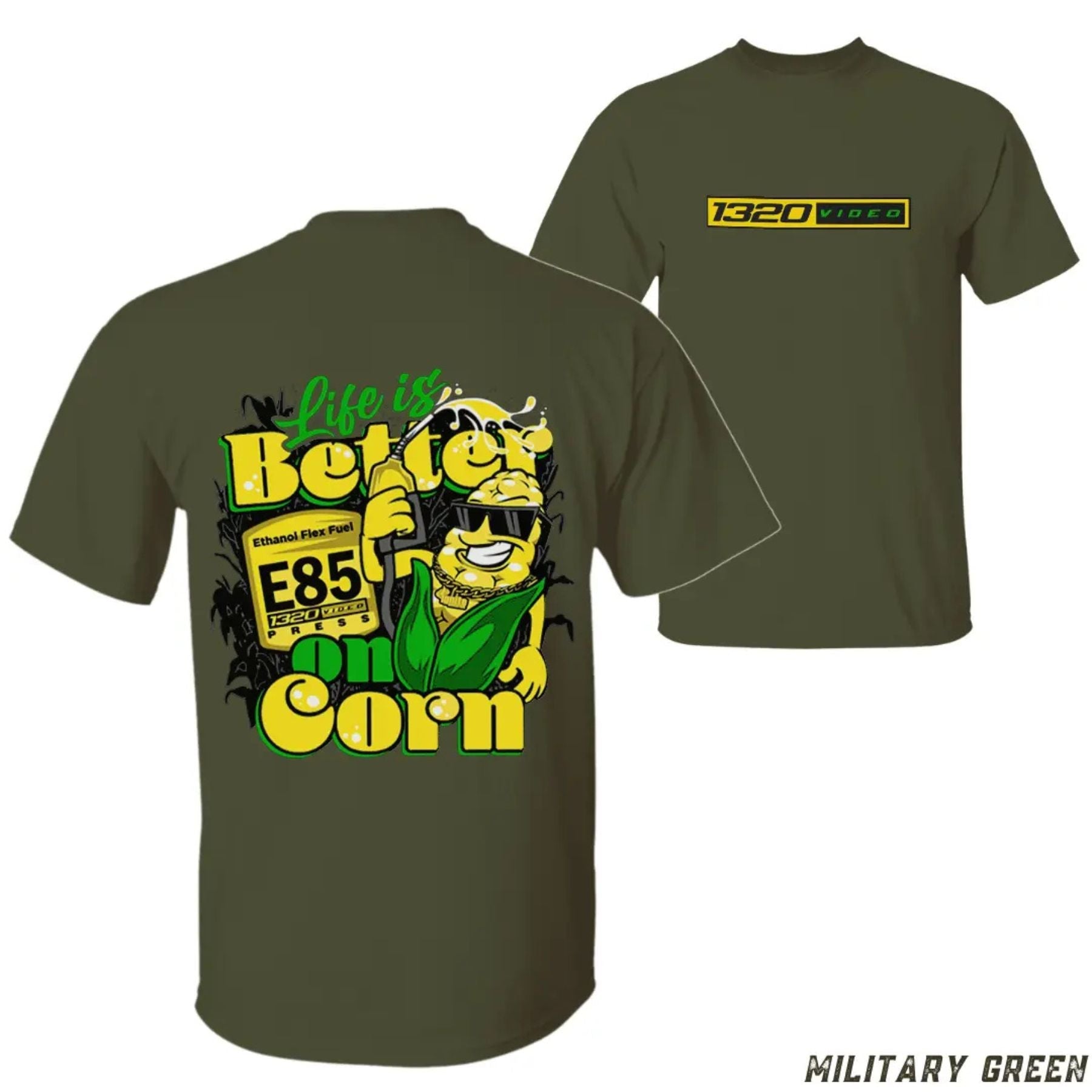Pasimax 1320 Video "Corn Fuel" T-Shirt - Fun E85 Ethanol Graphic Tee, Street Racing Apparel — back view