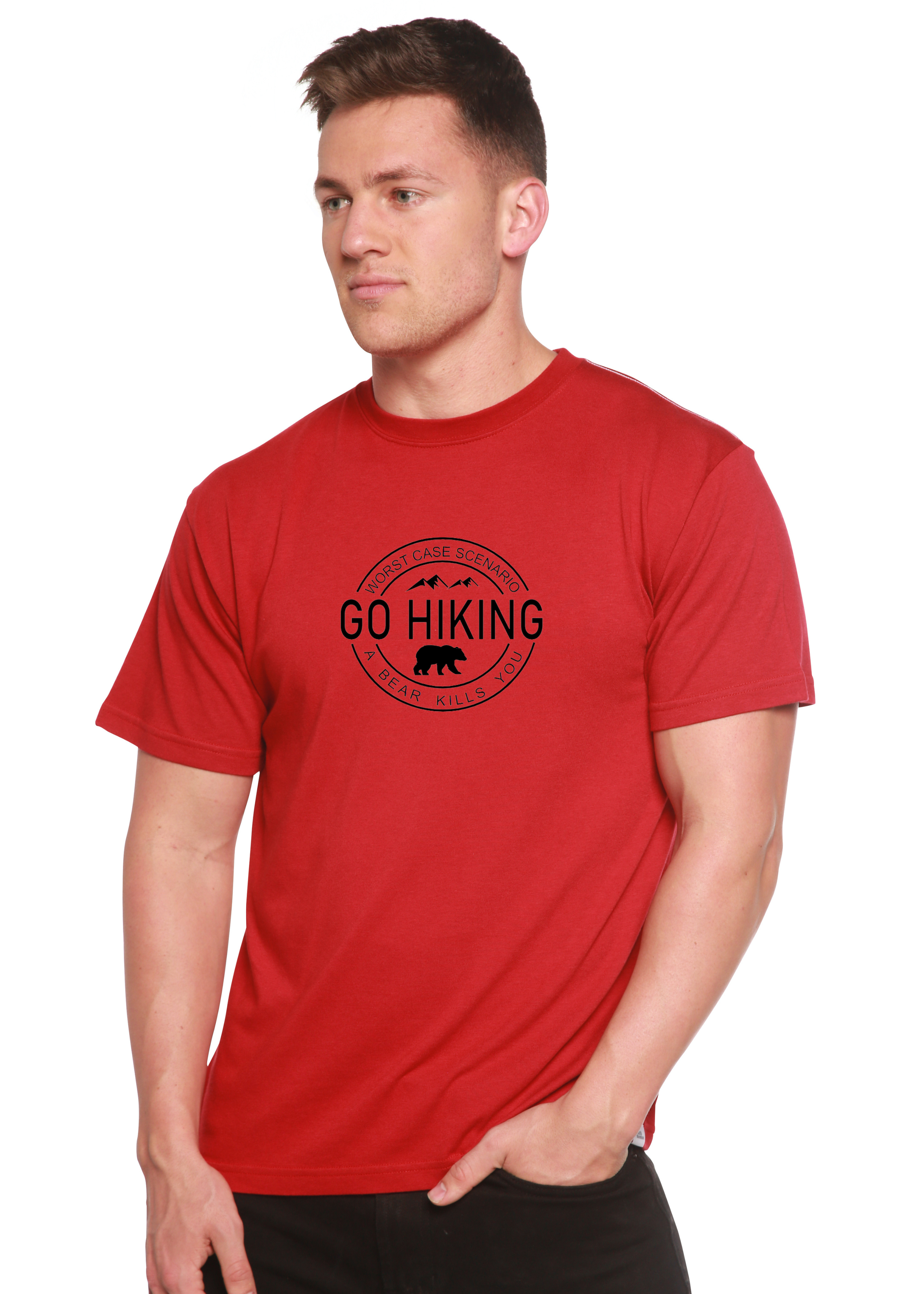 Spun Bamboo Go Hiking Men's Bamboo Viscose/Organic Cotton Short Sleeve Graphic T-Shirt — back view