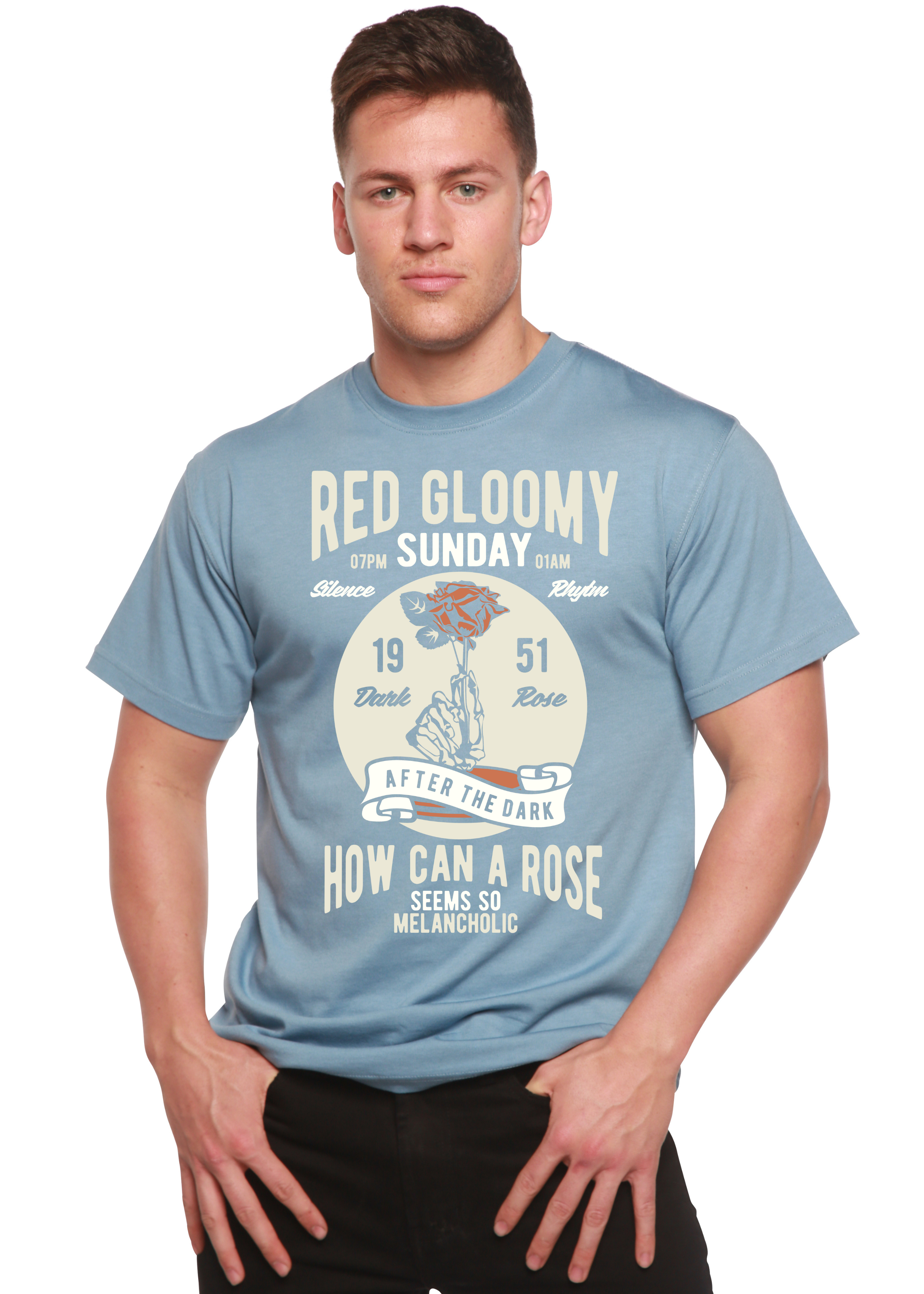 Spun Bamboo Red Gloomy Spun Bamboo® Men's Bamboo Viscose/Organic Cotton Short Sleeve Graphic T-Shirt — back view