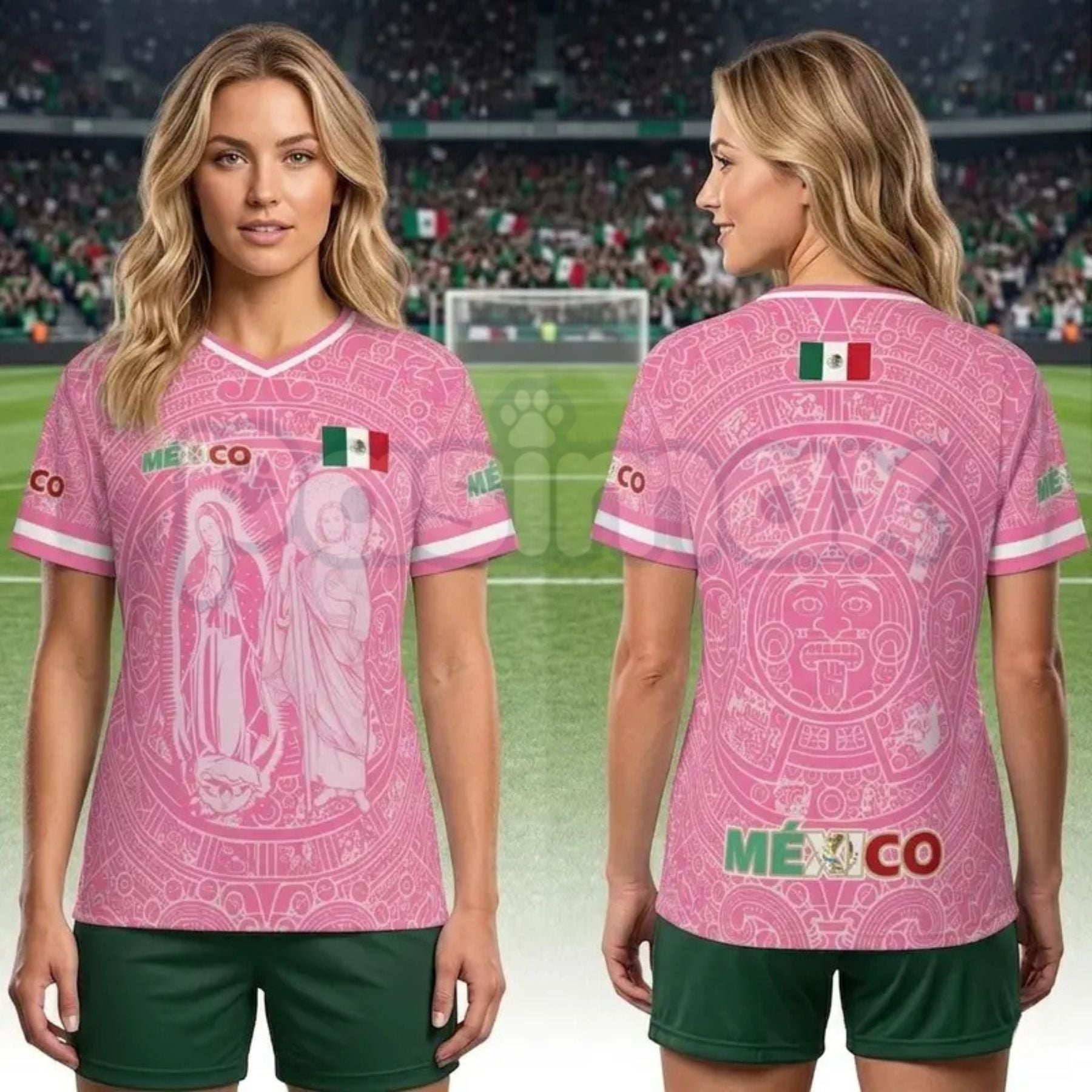 Light Pink Virgencita & San Juditas Mexico Soccer Jersey – 2026 World Cup Fan Gear Shirt for Men & Women