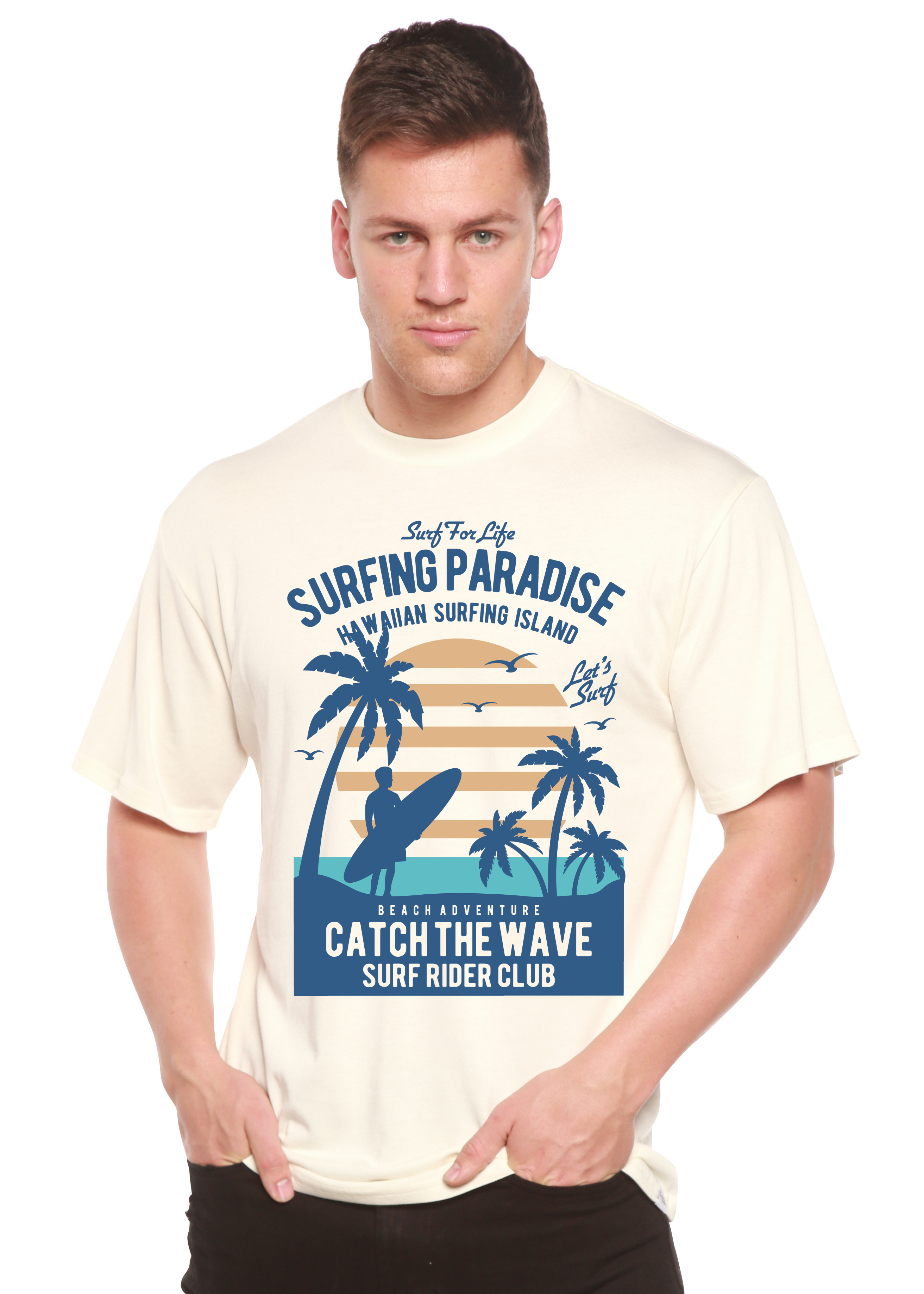 Spun Bamboo Surfing Paradis Spun Bamboo® Men's Bamboo Viscose/Organic Cotton Short Sleeve Graphic T-Shirt — main product shot
