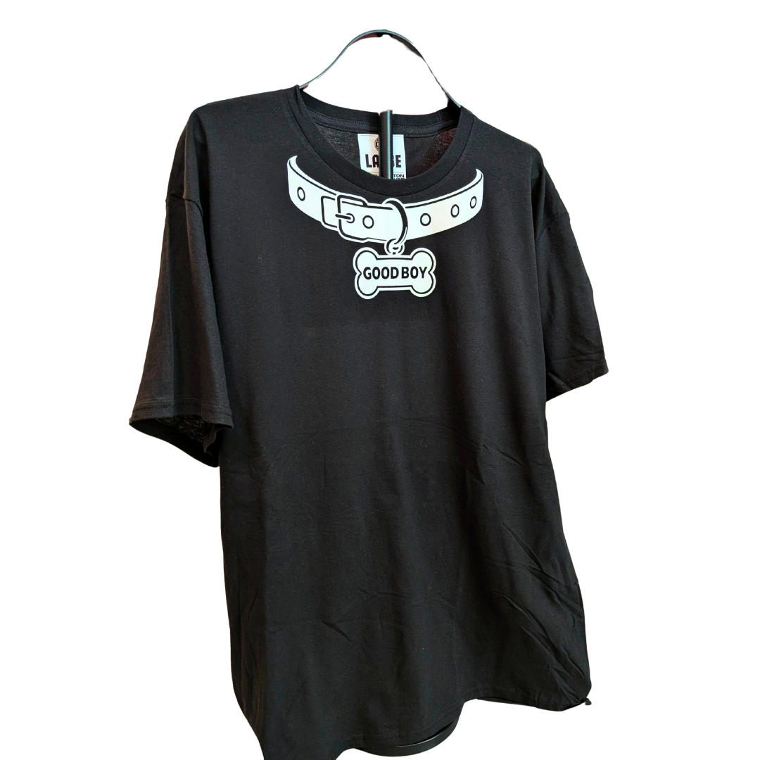 Hustle City Clothing Pup Collar Streetwear Graphic T-Shirt — product on model