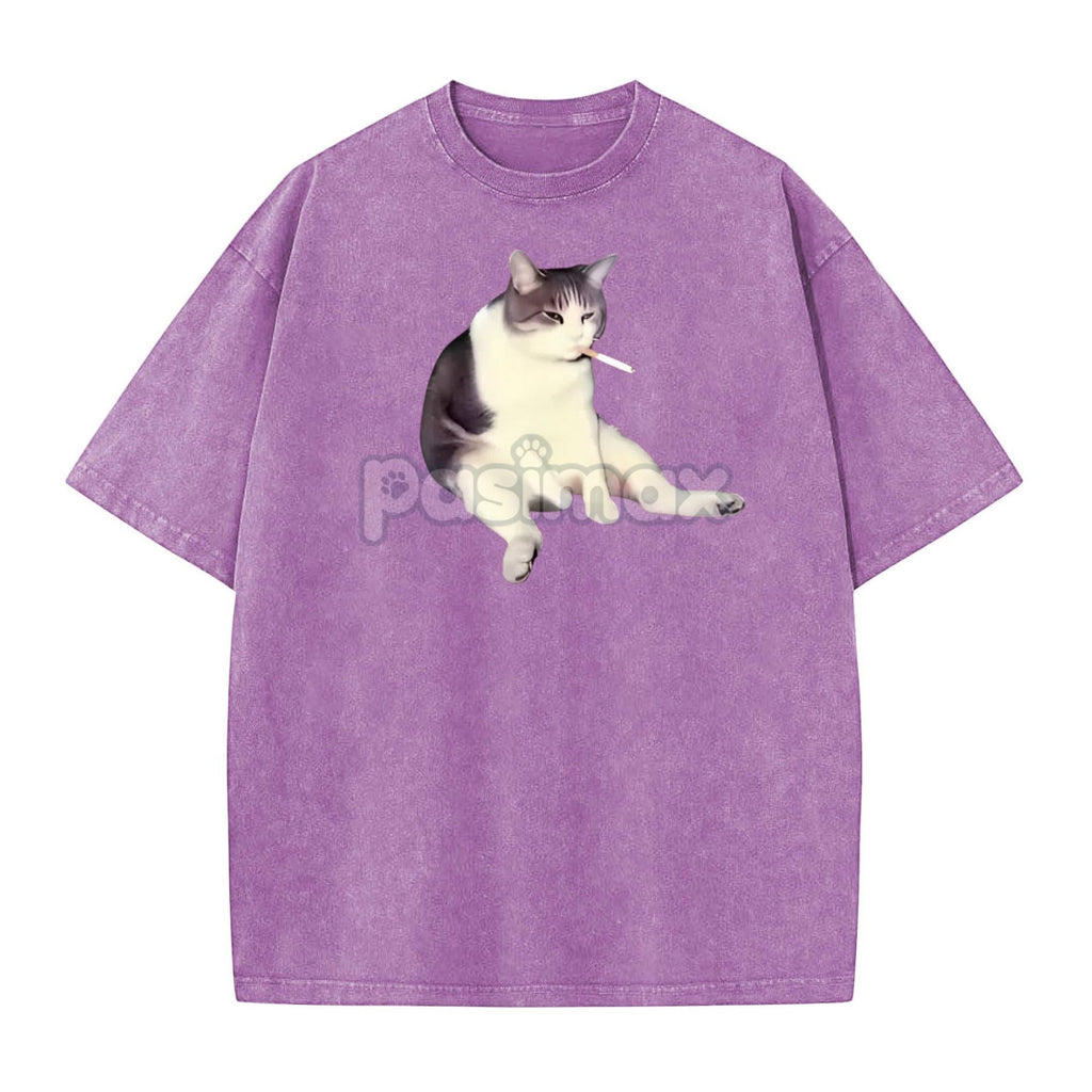 Pasimax 'Cat Smoke' Funny Animal Graphic Tee — back view
