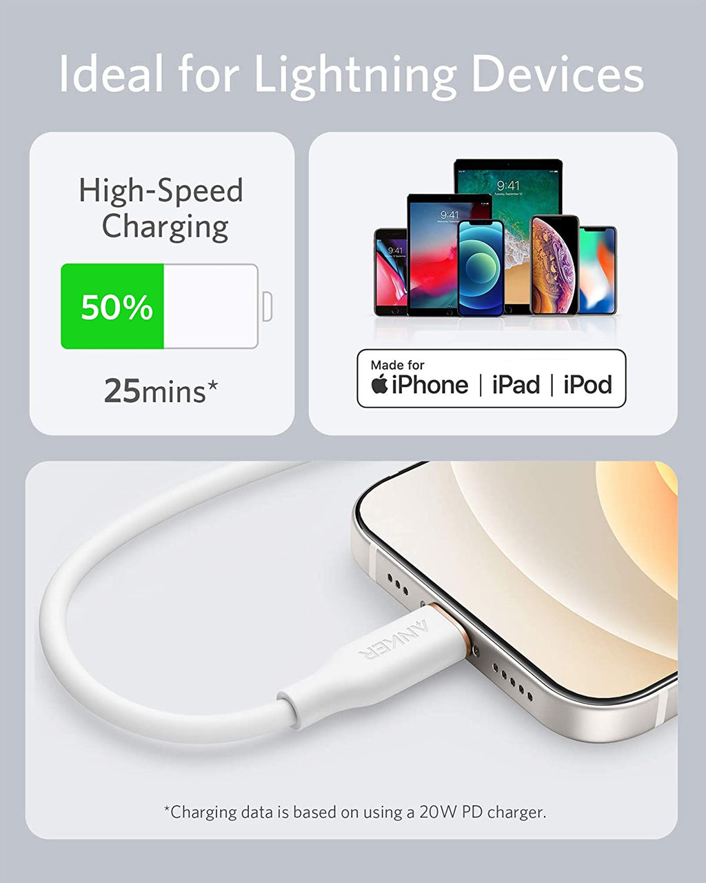 Anker <b>641</b> USB-C to Lightning Cable (Flow, 3 ft Silicone), view 12
