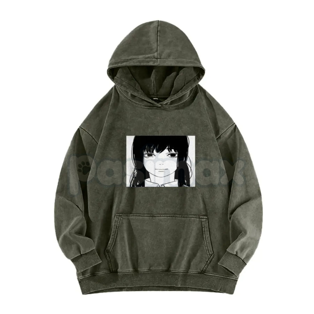 Pasimax Asa Stare Chainsaw Man Hoodie – Fun Anime & Manga Reference Pullover, Vintage Washed Fit — back view