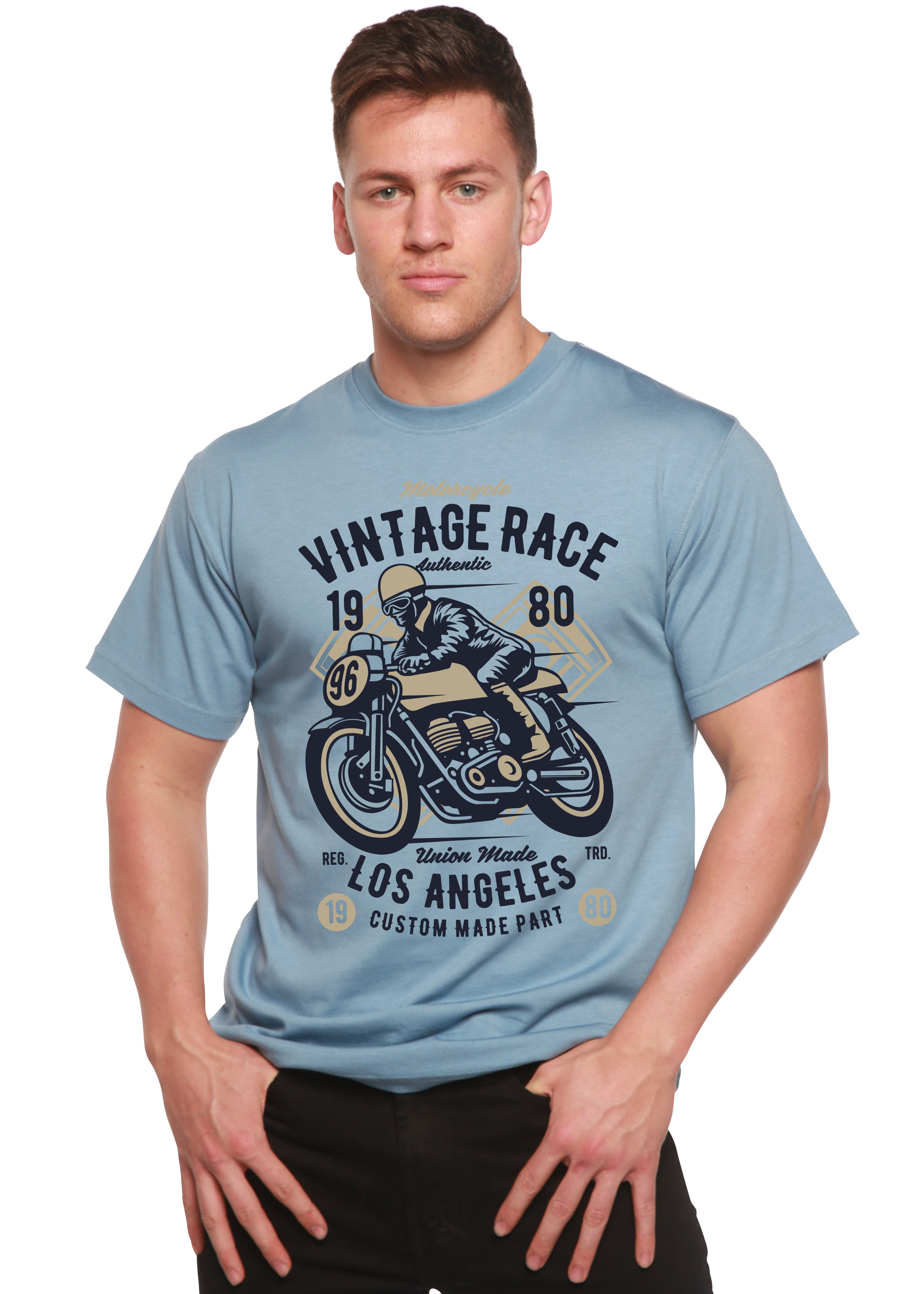 Spun Bamboo Vintage Race Spun Bamboo® Men's Bamboo Viscose/Organic Cotton Short Sleeve Graphic T-Shirt — alternative angle