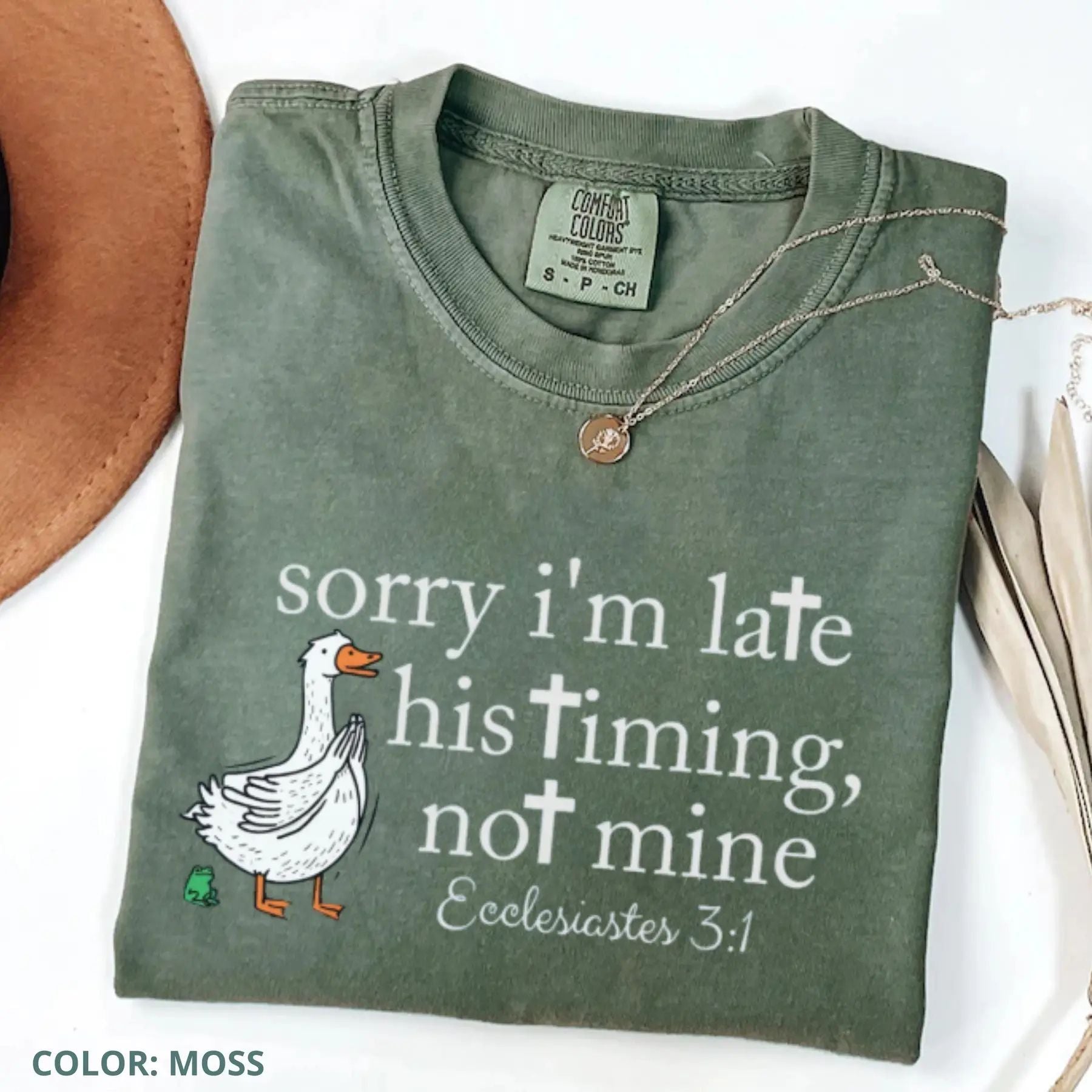 Pasimax 'Sorry I’m Late' Bible Verse Shirt — back view