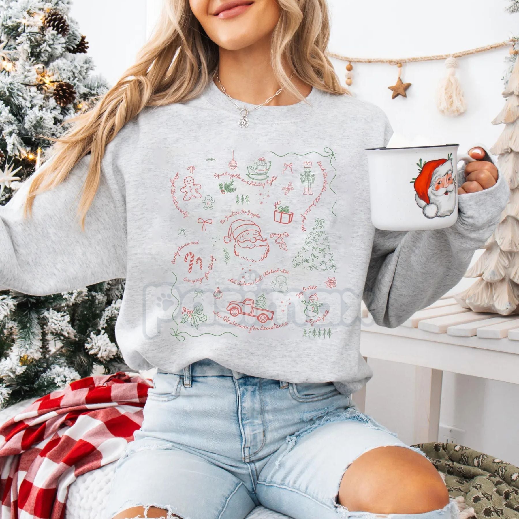 Pasimax Coquette Secret Message Holiday Sweatshirt – Subtle Anti-Establishment Liberal Protest Tee — back view