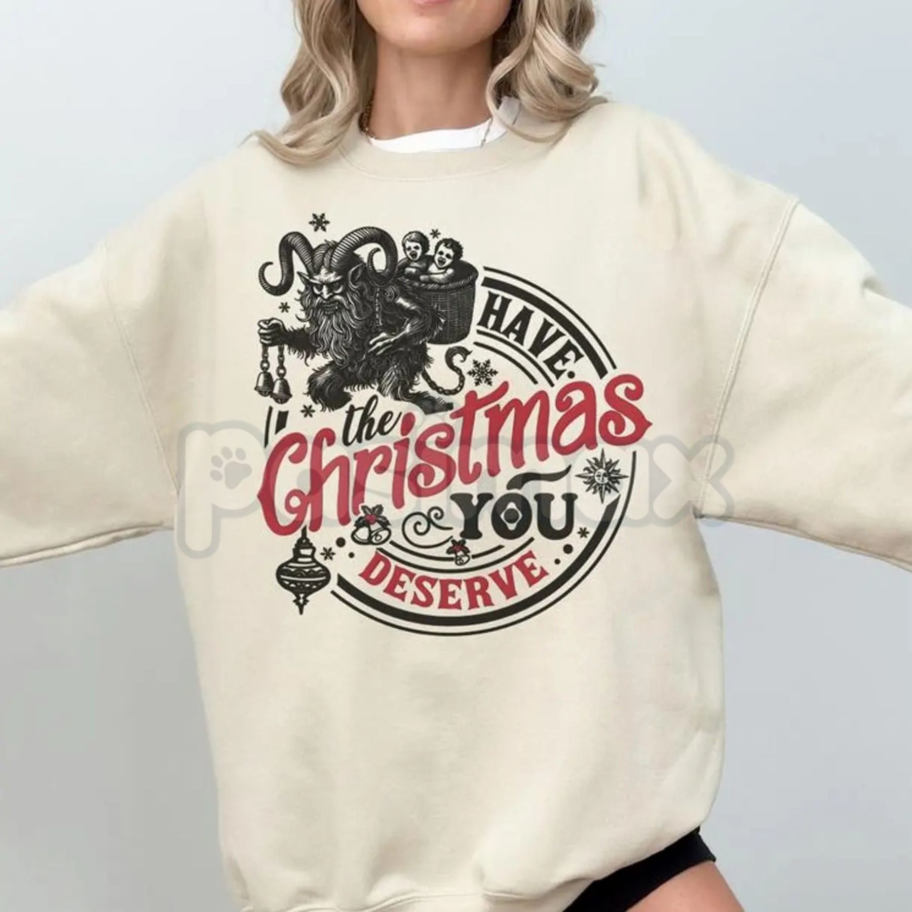 Pasimax Krampus Christmas Sweatshirt | Sarcastic Funny Krampusnacht Jumper | Spooky Gothic Holiday Crewneck | Alternative Xma