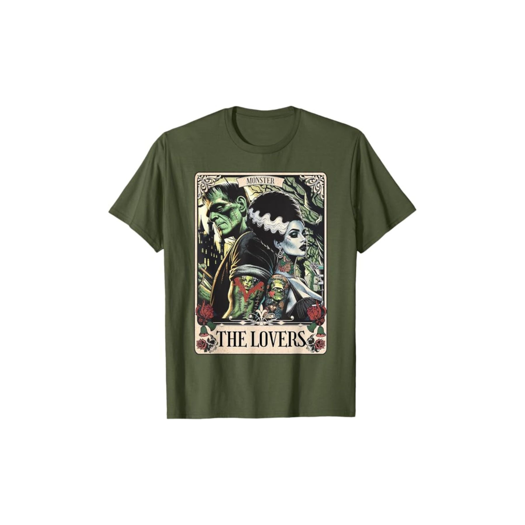 Pasimax Frankenstein & Bride The Lovers Tarot T-Shirt — back view