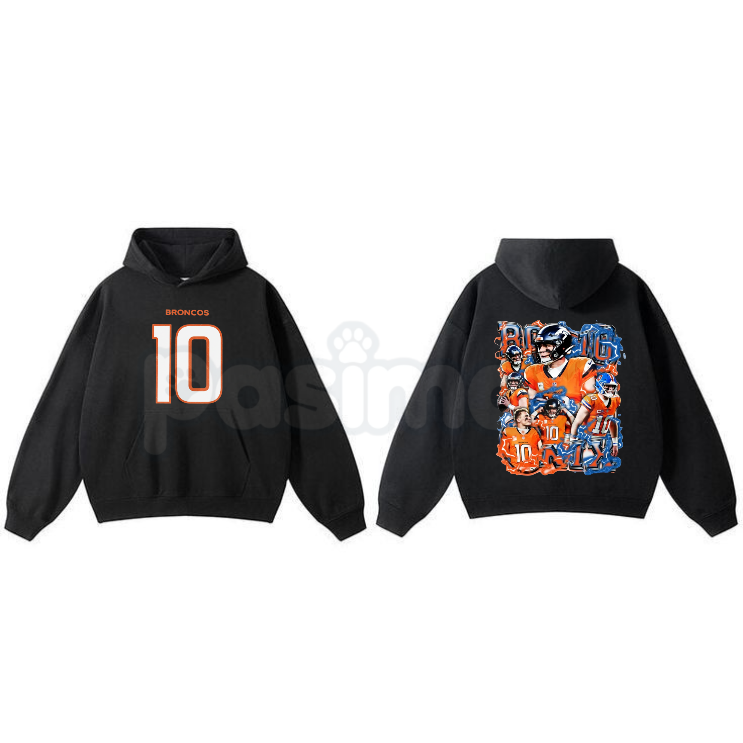 Pasimax Bo Nix Vintage Football Hoodie – Denver Broncos QB Tribute Pullover, Retro College Draft Apparel, Unisex — side view