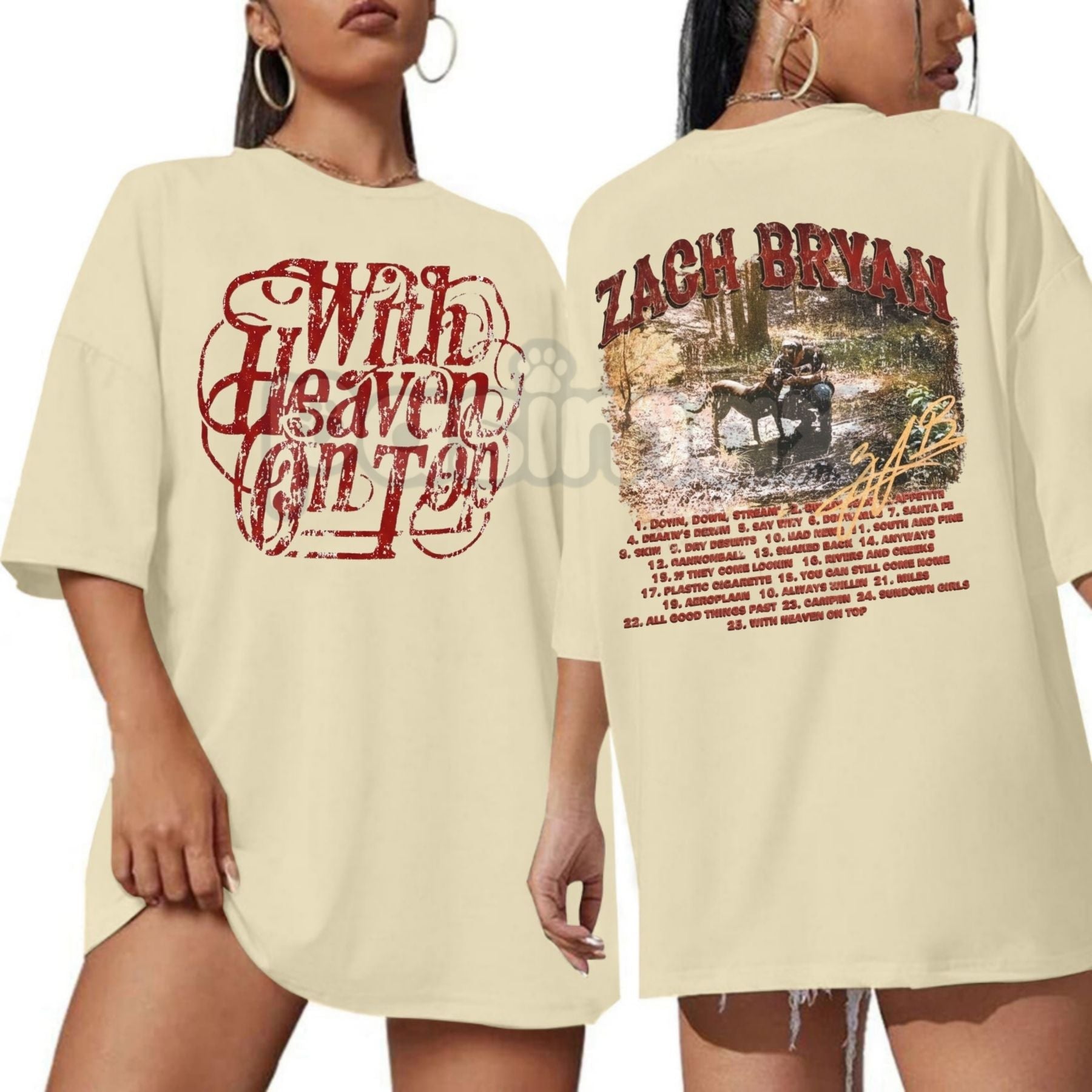 Pasimax "With Heaven On Top" ZB Inspired T-Shirt - Americana Country Music Fan Gift, Vintage Folk Rock Graphic Tee, Heavyweig