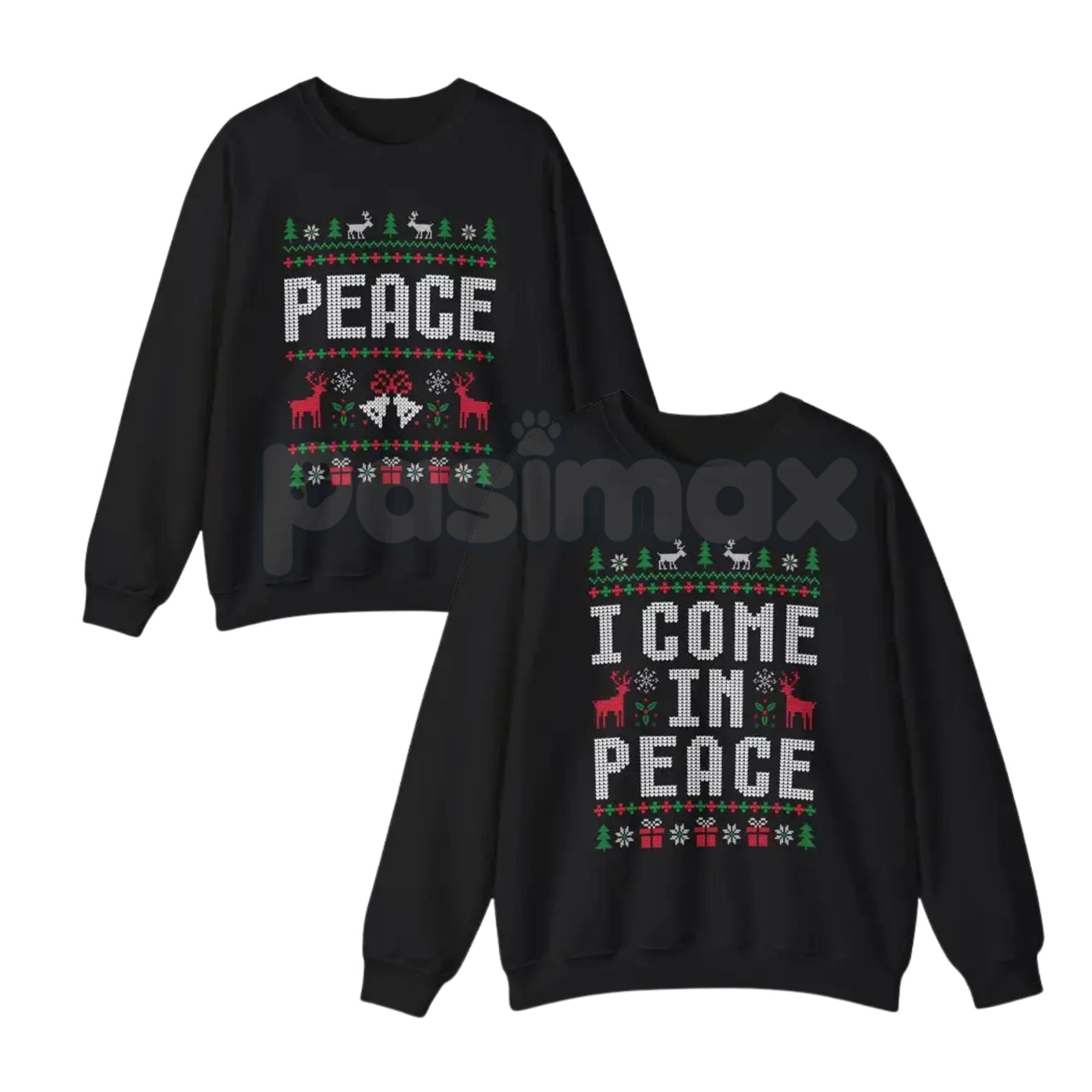 Pasimax Funny Ugly Christmas Sweatshirts for Couples – Matching Holiday Humor Crewnecks — back view