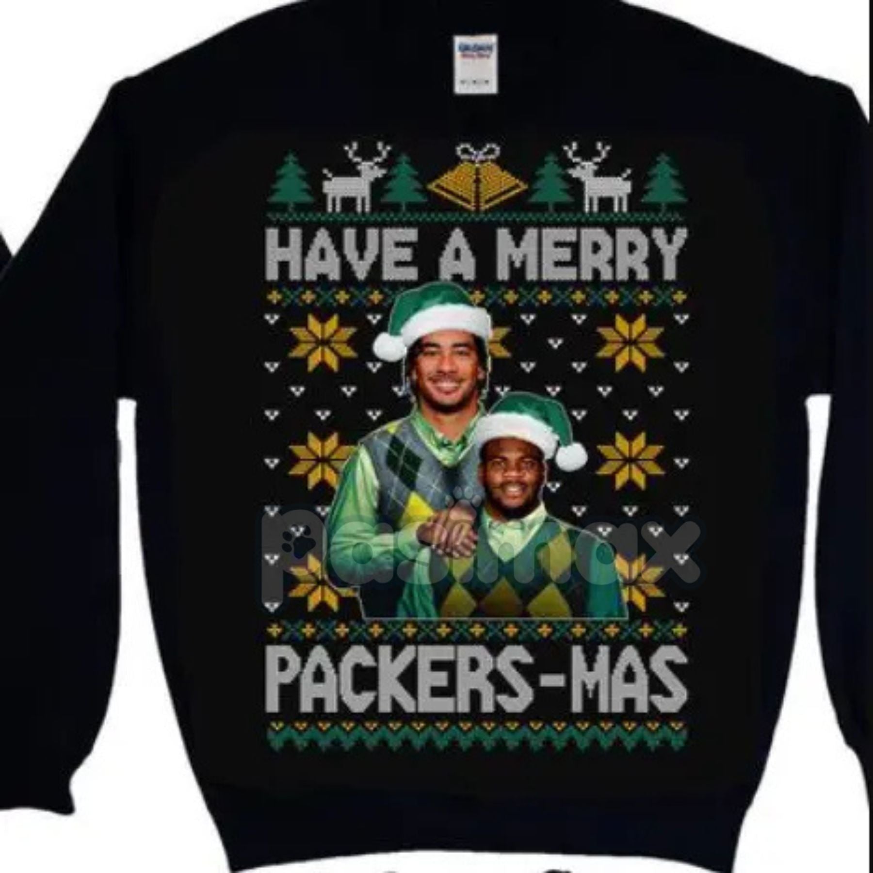 Pasimax Vintage Christmas All Team Football Step Brothers Crewneck – Funny Holiday Movie Sweatshirt (Black) — back view