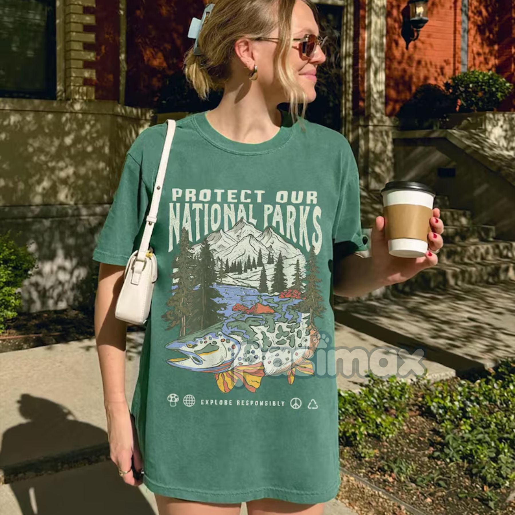 Pasimax 'Respect the Local Wildlife' Tee – National Parks Hiking Camping Clothes, Granola Girl Adventure Shirt, Wanderlust T-