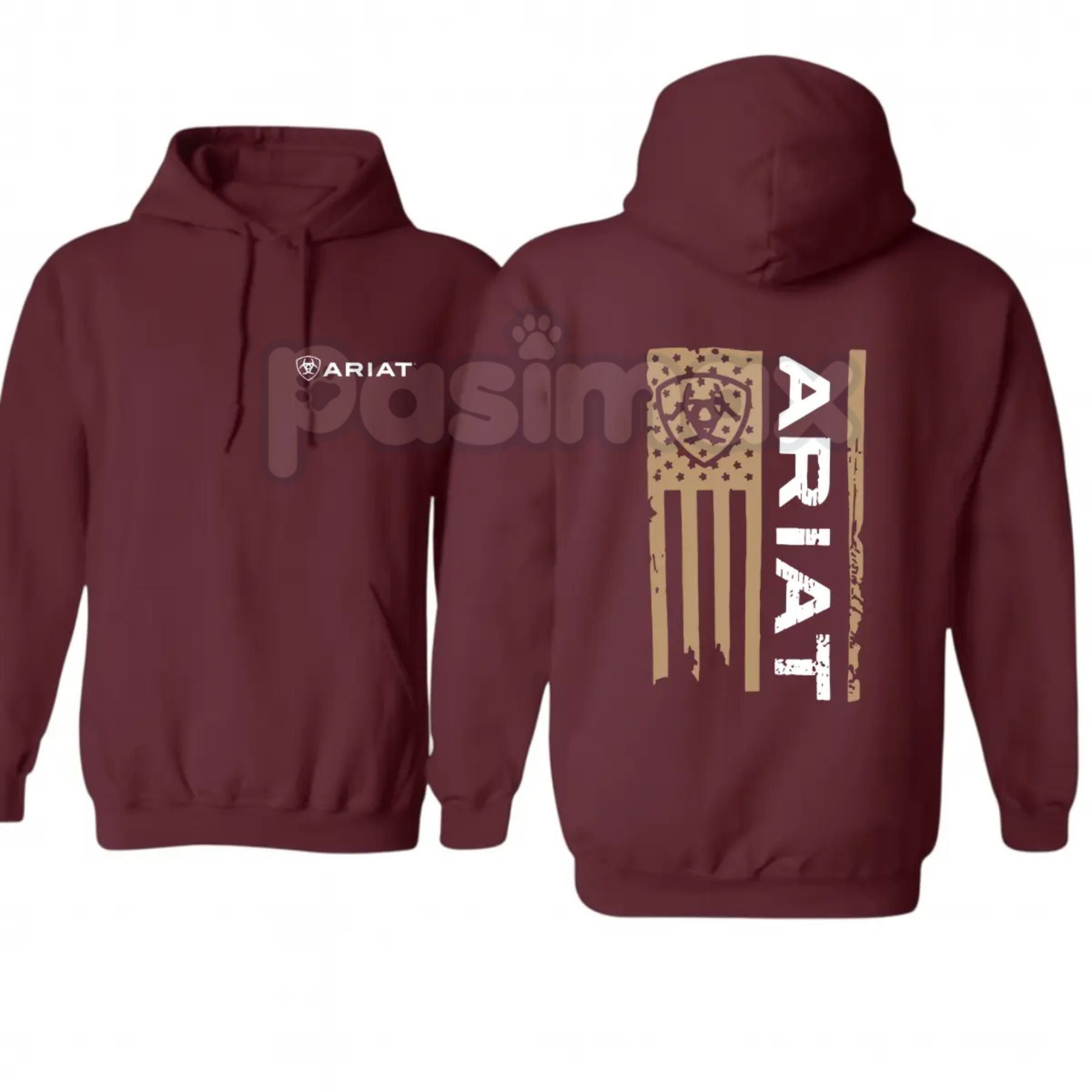 Pasimax Ariat Flag Hoodie – Western Lifestyle Apparel Pullover, Classic Cowboy Style & American Flag Graphic, Unisex — back v