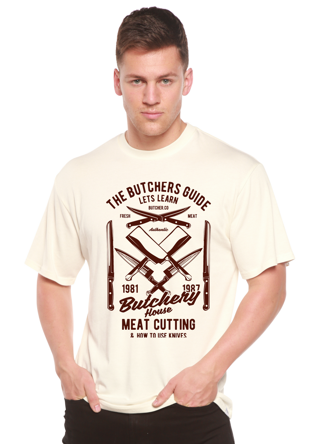 Spun Bamboo Butchery House Men's Bamboo Viscose/Organic Cotton Short Sleeve Graphic T-Shirt — back view